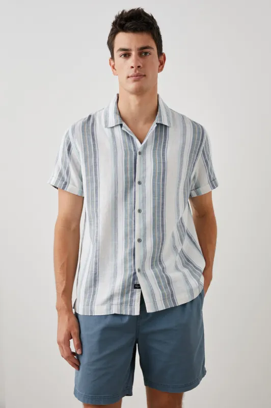 AMALFI SHIRT - HALO COASTAL BLUE STRIPE sold by Rails