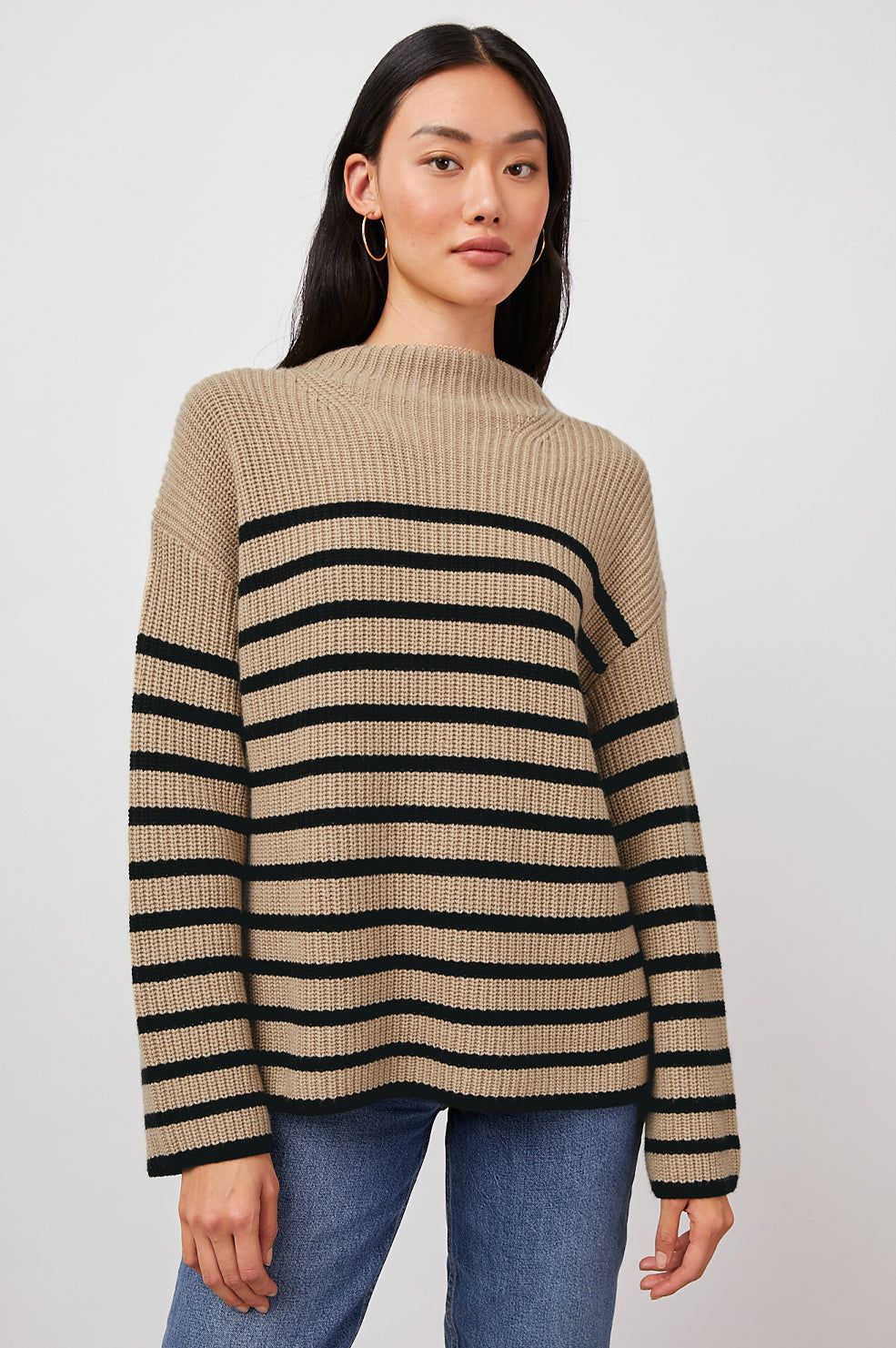 CLAUDIA SWEATER - CAMEL EBONY STRIPE sold by Rails