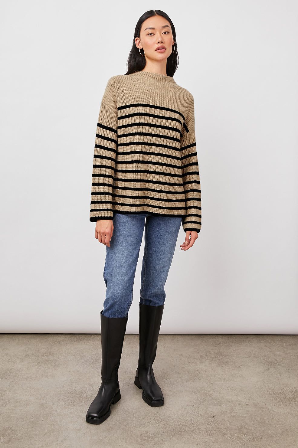 CLAUDIA SWEATER - CAMEL EBONY STRIPE sold by Rails product image thumbnail 3