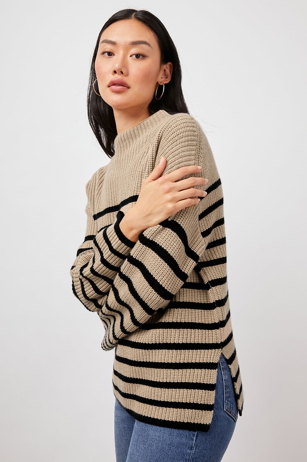 CLAUDIA SWEATER - CAMEL EBONY STRIPE sold by Rails product image thumbnail 4