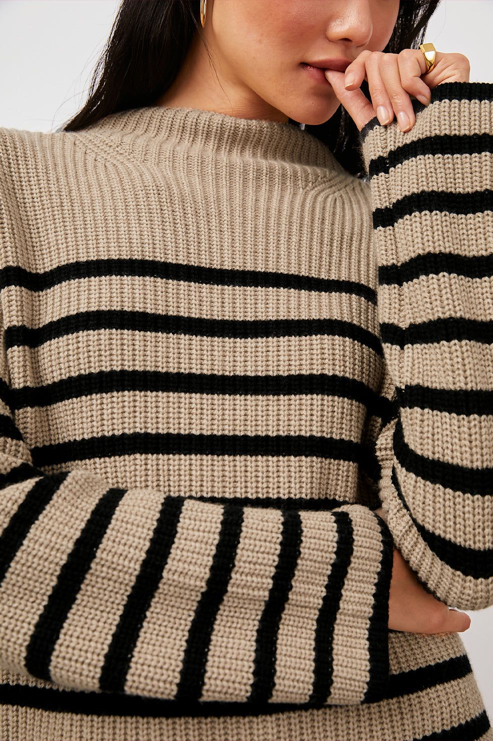 CLAUDIA SWEATER - CAMEL EBONY STRIPE sold by Rails product image thumbnail 2