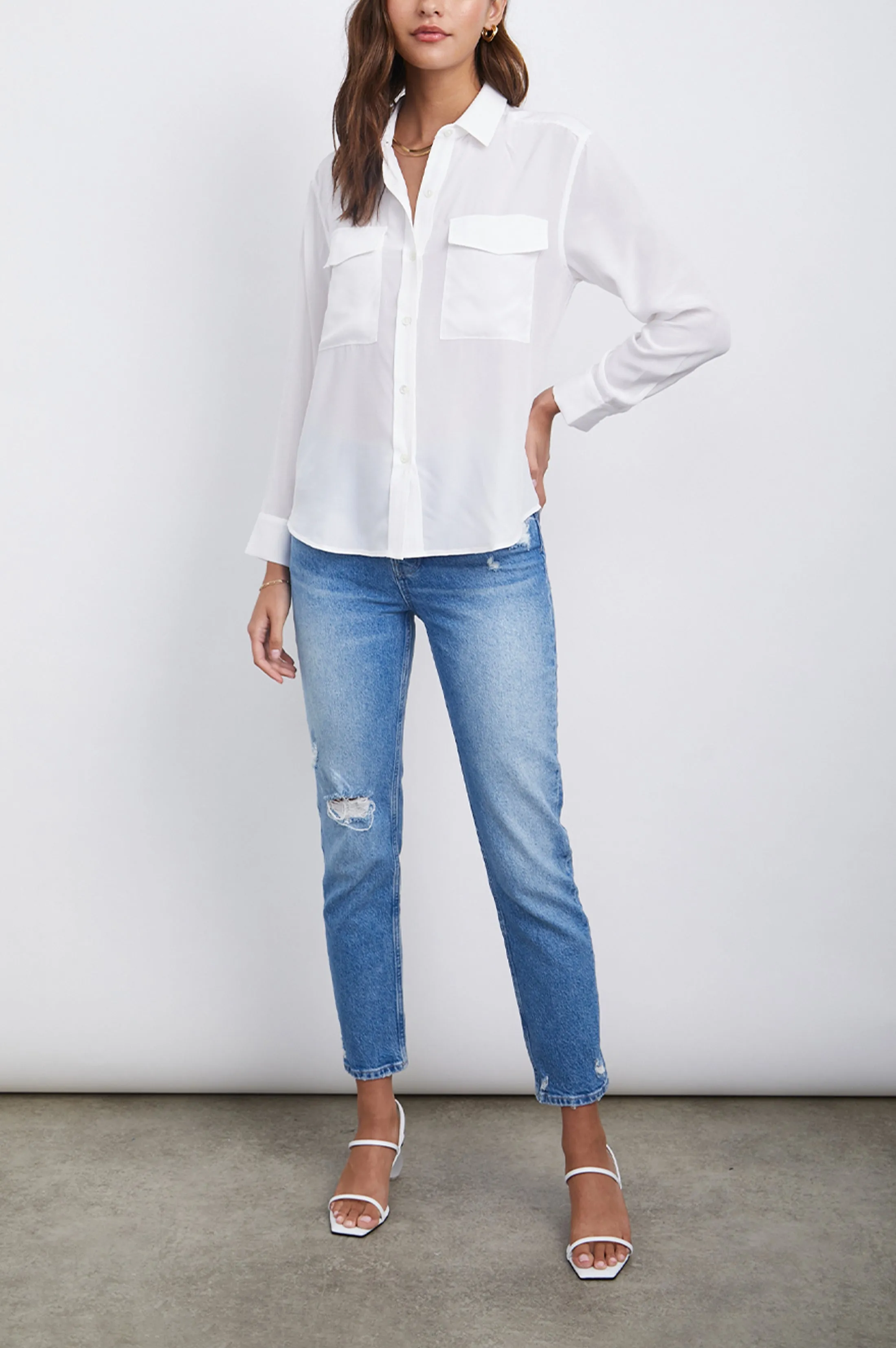 CORI SHIRT - SILK WHITE sold by Rails