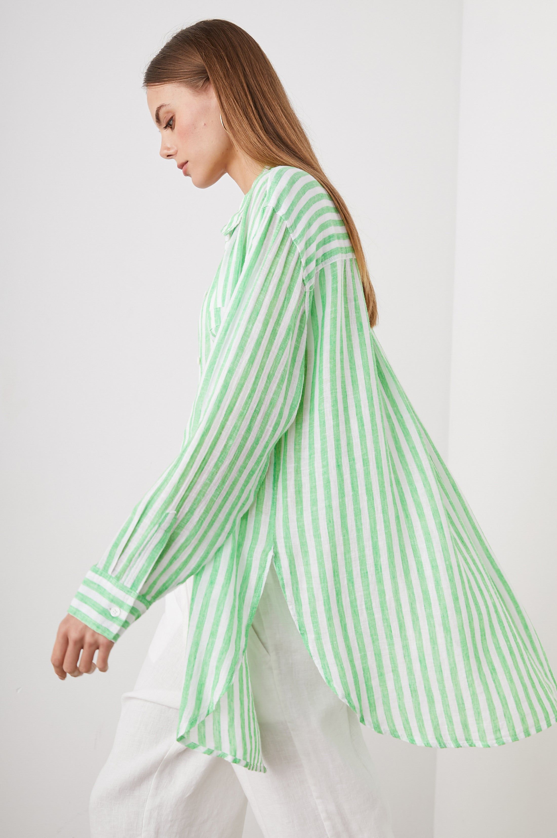 JAYLIN SHIRT - CAYMAN GREEN STRIPE sold by Rails product image thumbnail 5