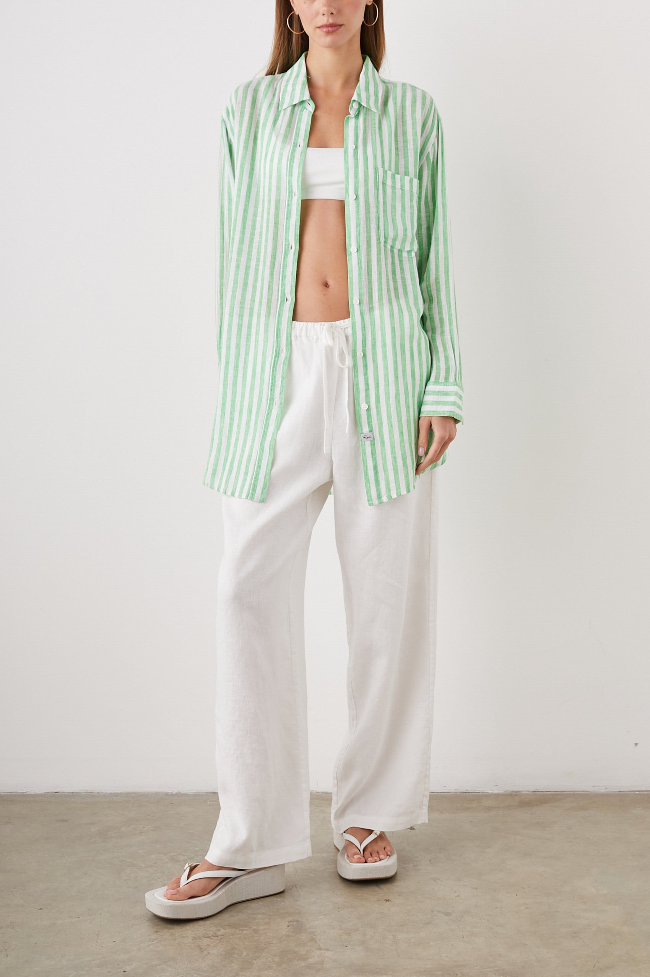 JAYLIN SHIRT - CAYMAN GREEN STRIPE sold by Rails product image thumbnail 3