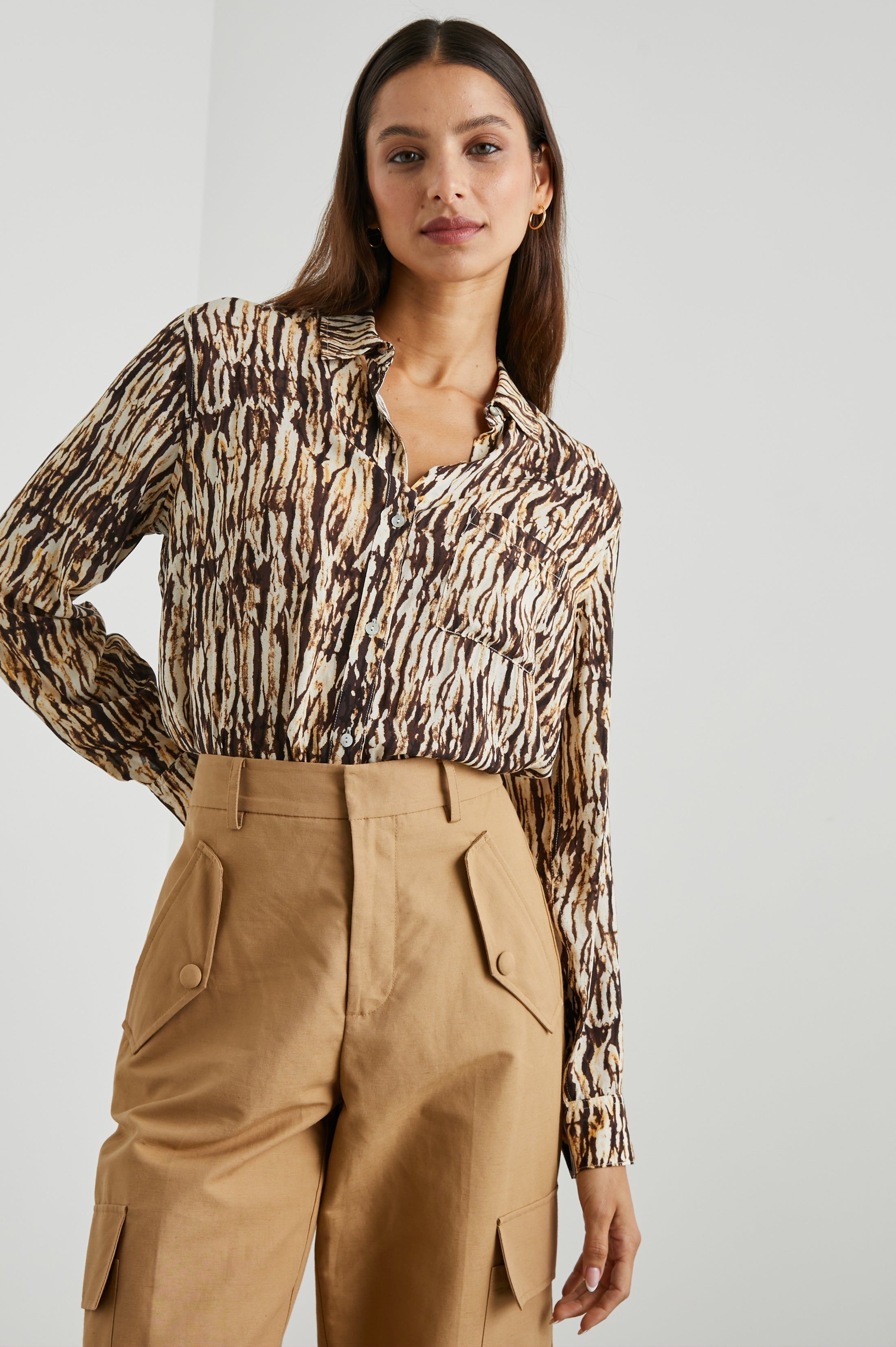 JOSEPHINE SHIRT - NEUTRAL IKAT sold by Rails