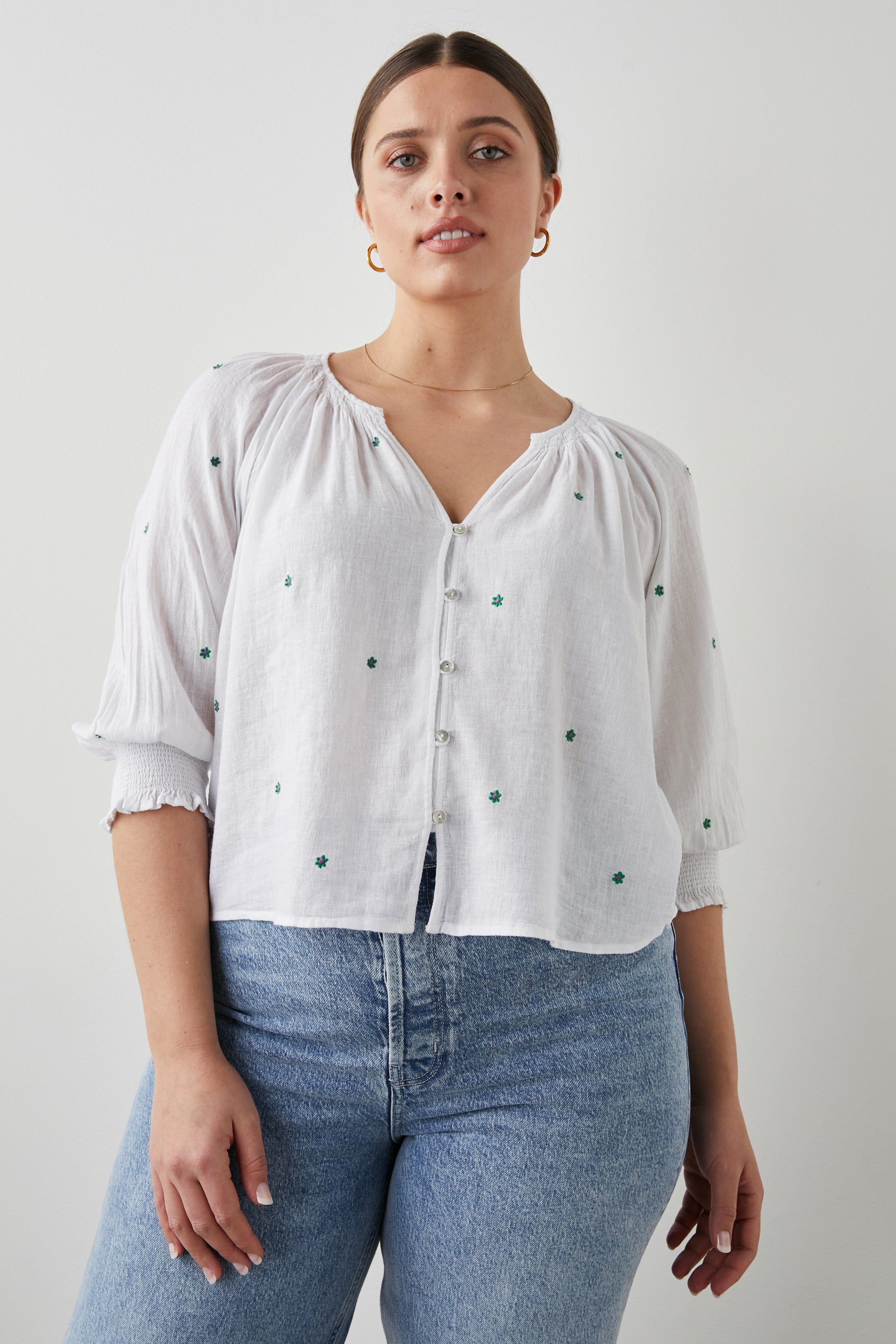 MARIAH TOP - GREEN DAISY EMBROIDERY sold by Rails product image thumbnail 6