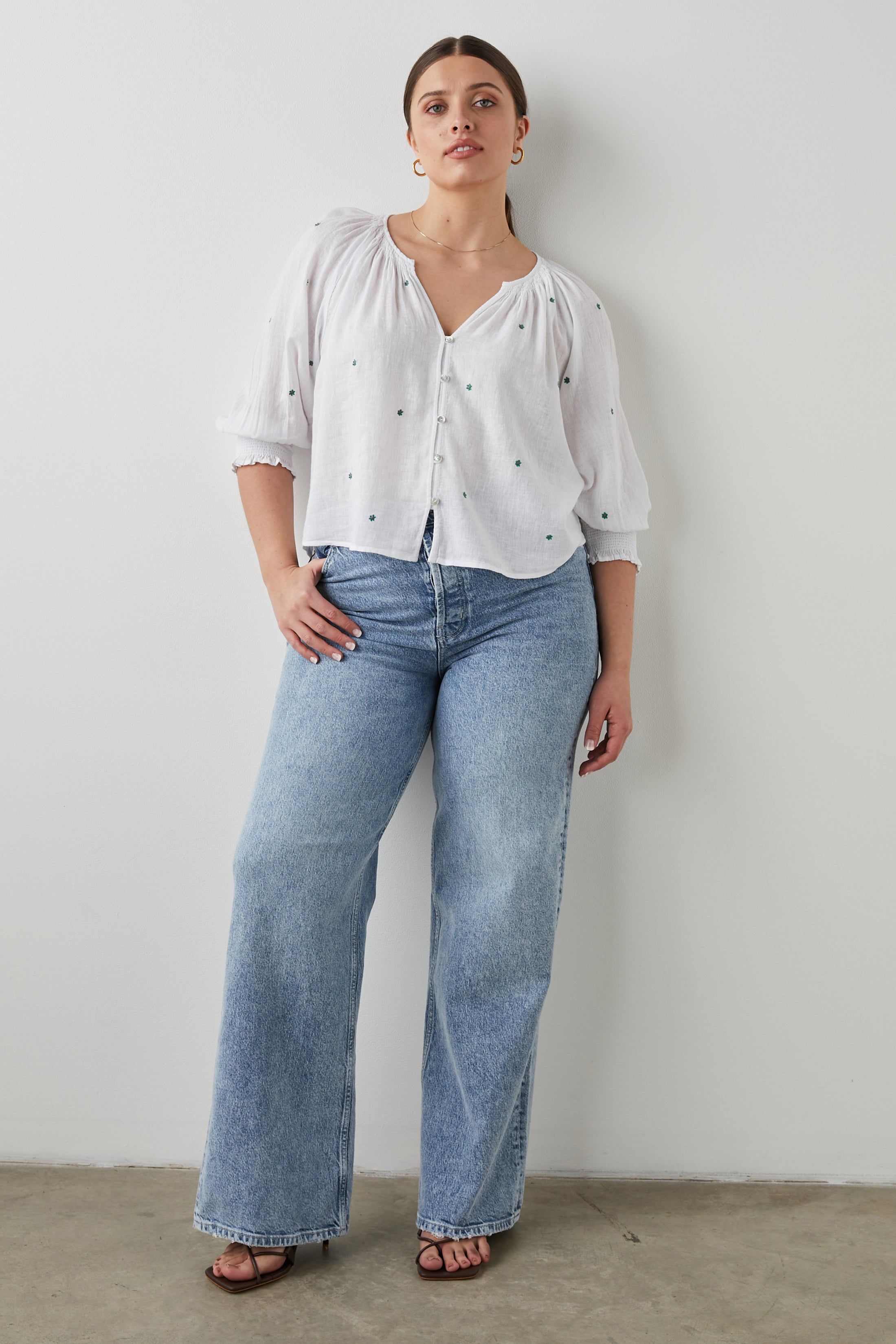 MARIAH TOP - GREEN DAISY EMBROIDERY sold by Rails product image thumbnail 8