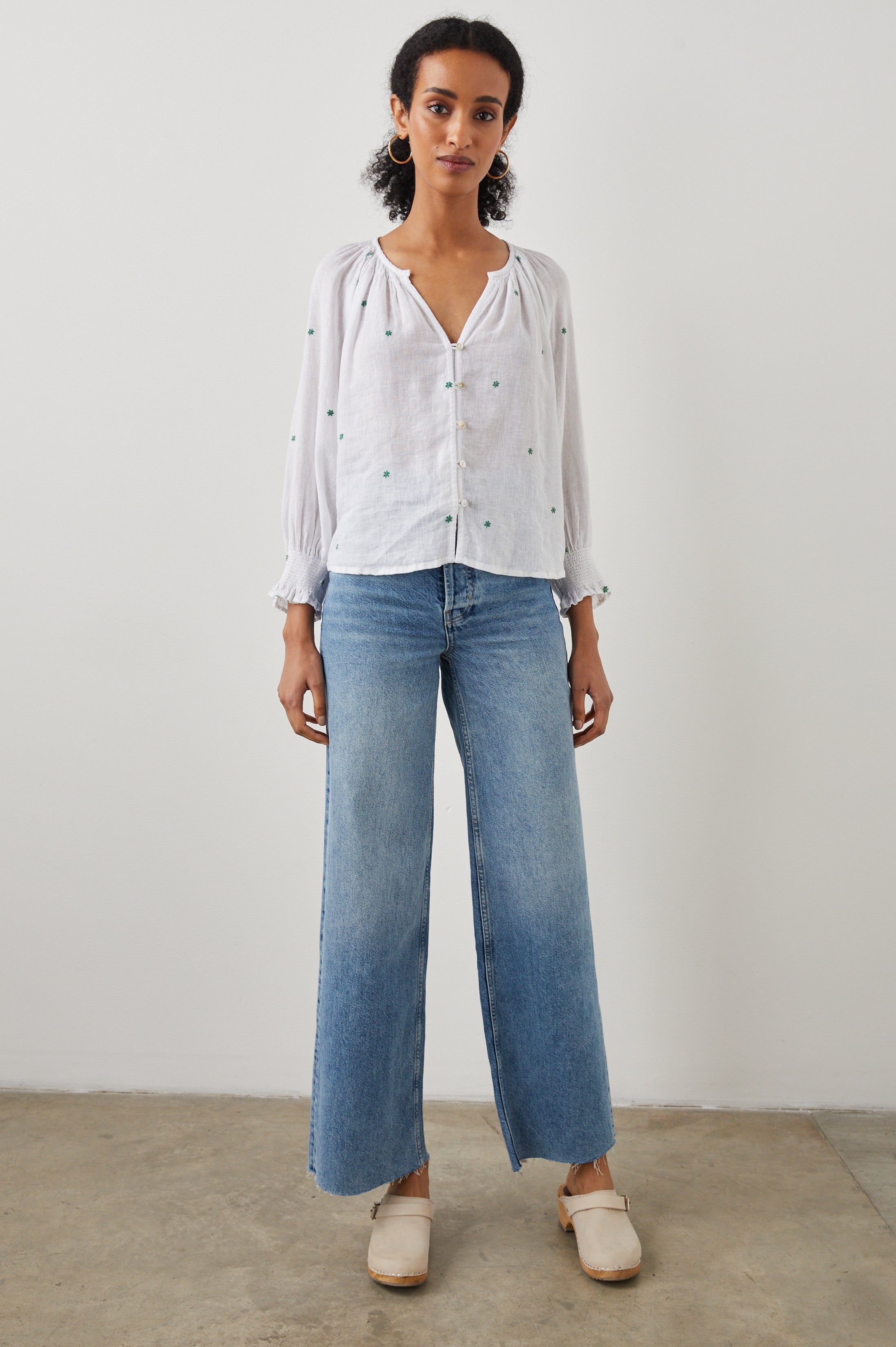 MARIAH TOP - GREEN DAISY EMBROIDERY sold by Rails product image thumbnail 4