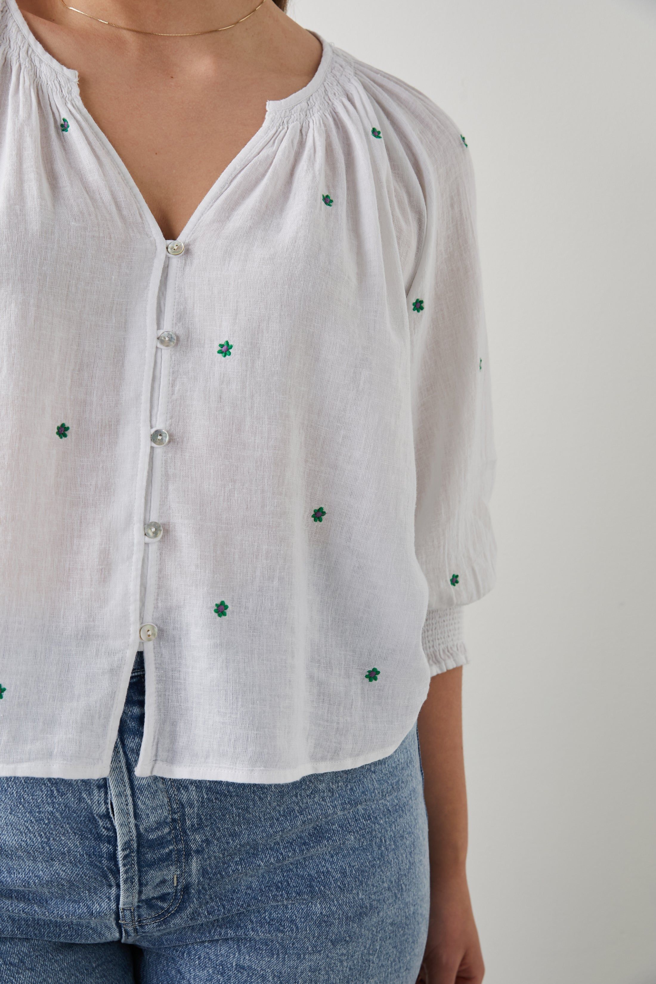 MARIAH TOP - GREEN DAISY EMBROIDERY sold by Rails product image thumbnail 7