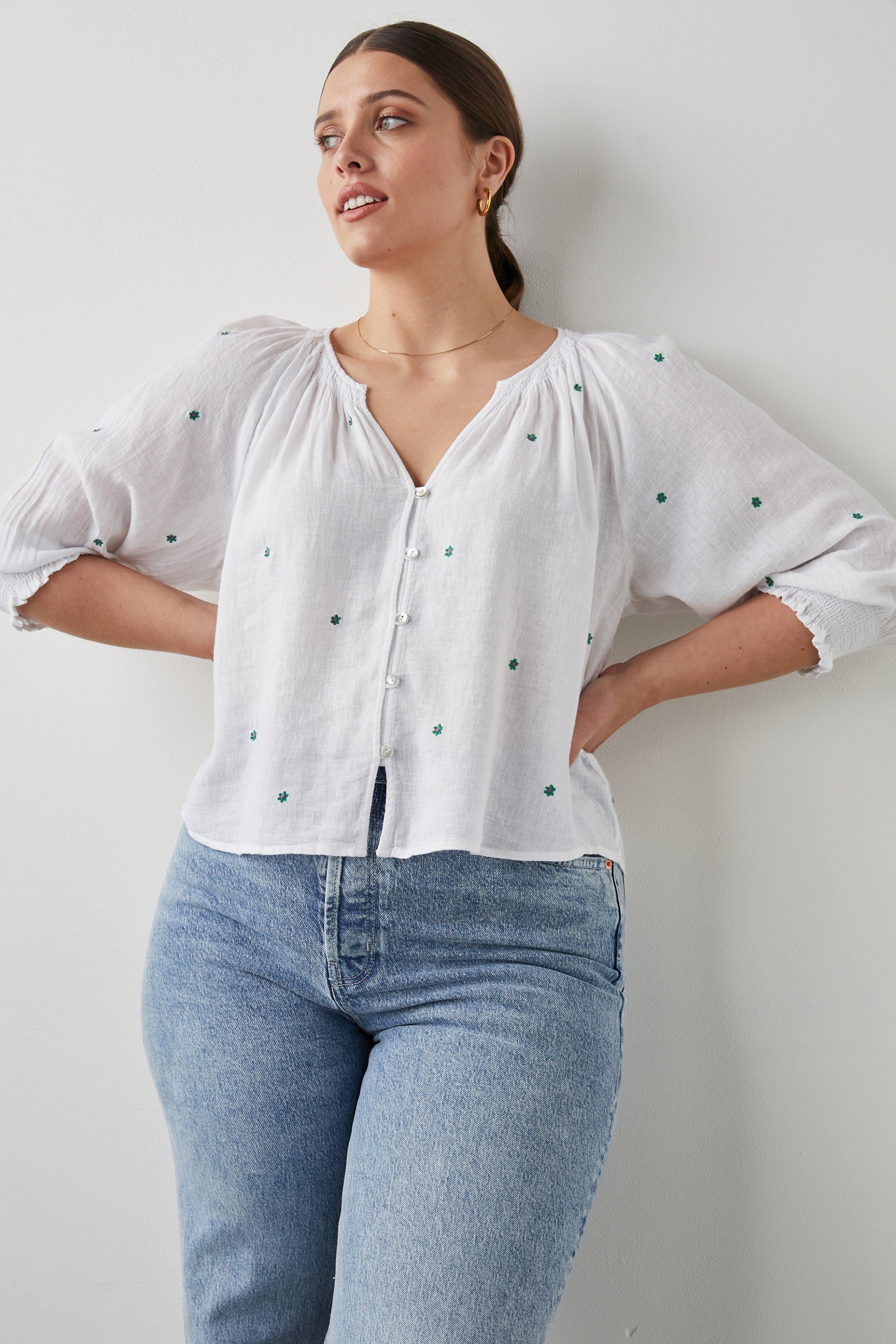 MARIAH TOP - GREEN DAISY EMBROIDERY sold by Rails product image thumbnail 9