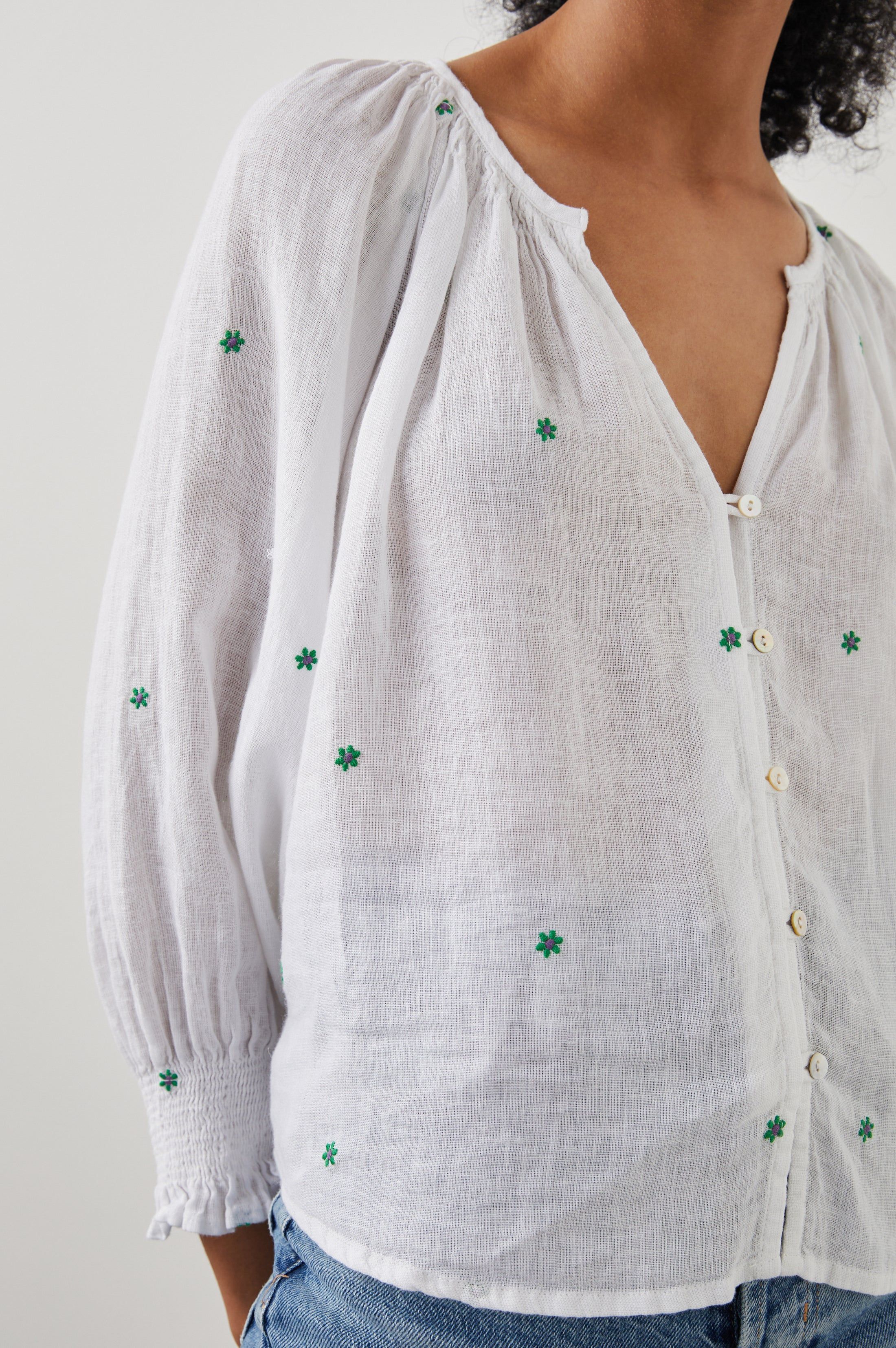 MARIAH TOP - GREEN DAISY EMBROIDERY sold by Rails product image thumbnail 3