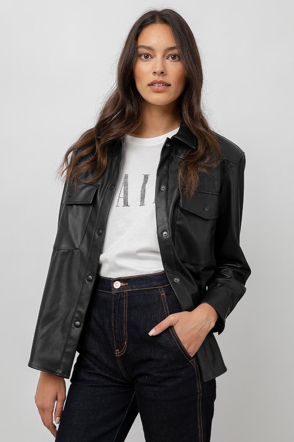 AUGUST SHIRT JACKET - BLACK sold by Rails