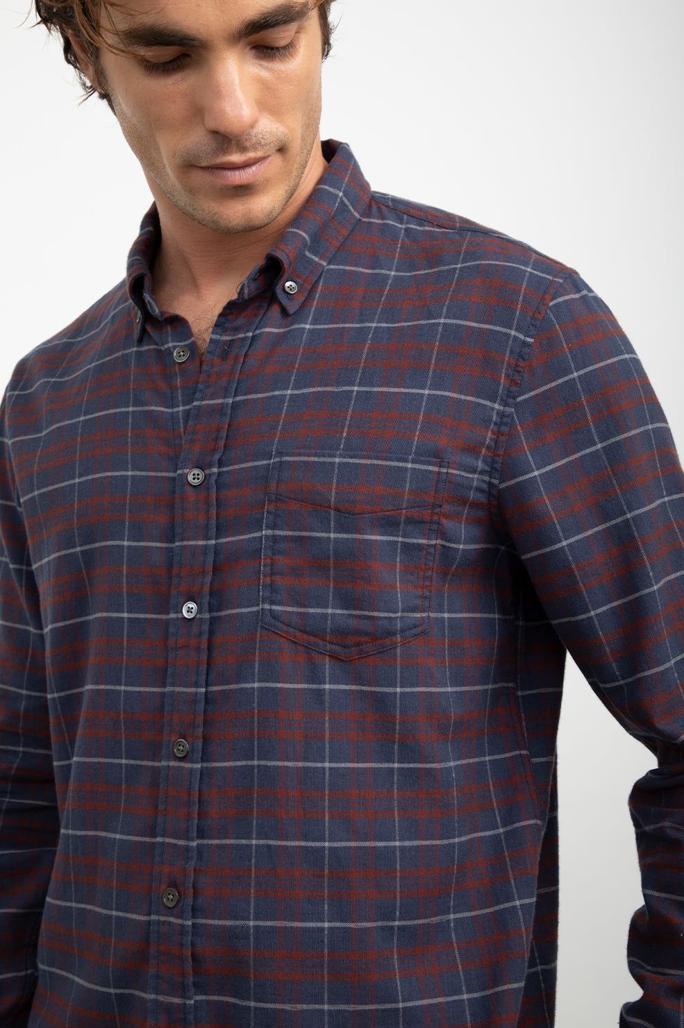 REID SHIRT - DEEP BLUE CRIMSON MELANGE sold by Rails product image thumbnail 2
