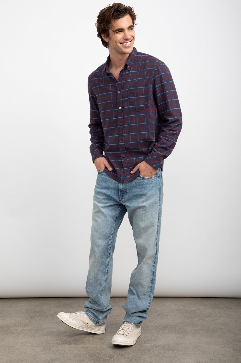 REID SHIRT - DEEP BLUE CRIMSON MELANGE sold by Rails product image thumbnail 3