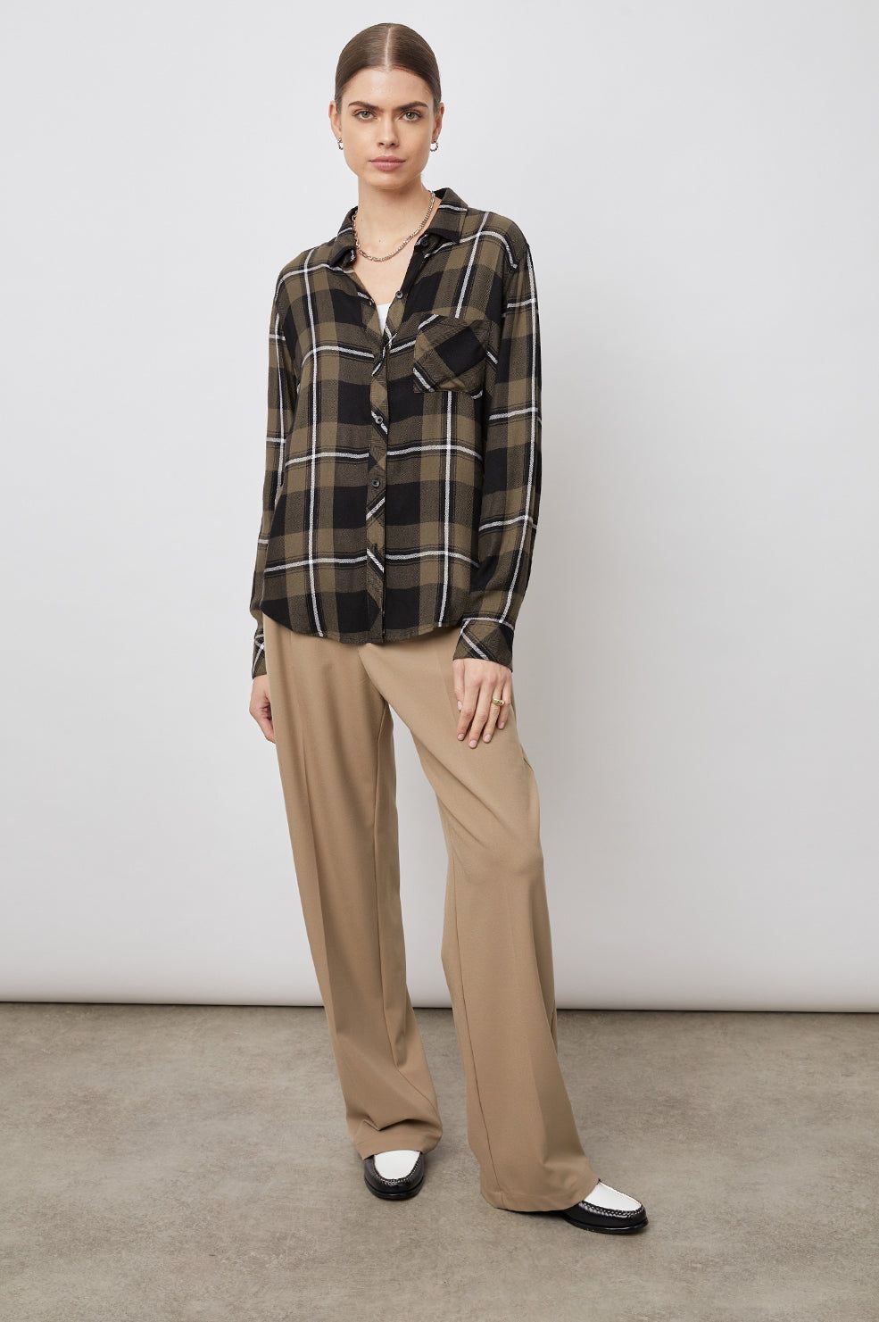 HUNTER SHIRT - BLACK OLIVE IVORY sold by Rails