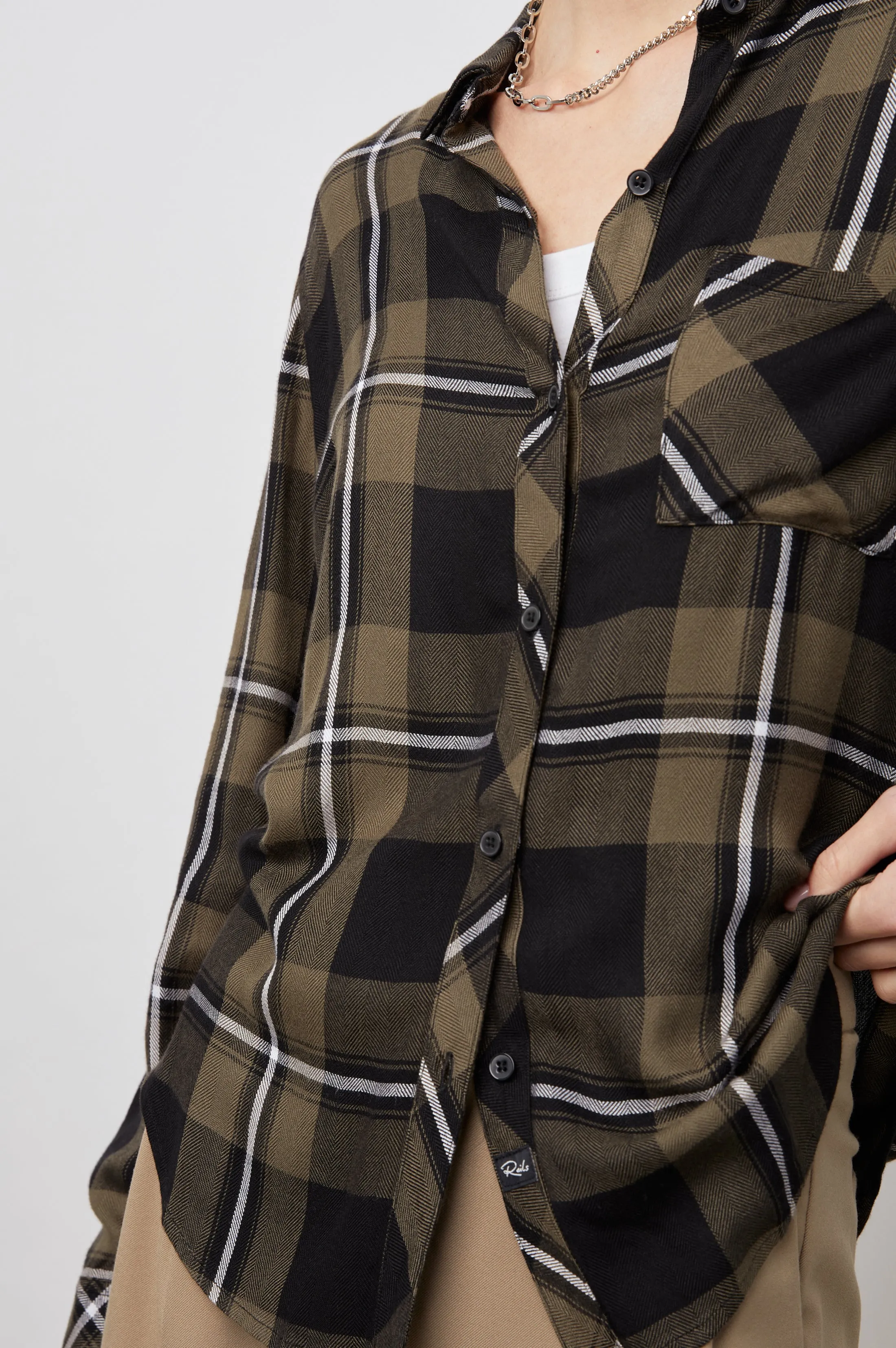 HUNTER SHIRT - BLACK OLIVE IVORY sold by Rails product image thumbnail 2