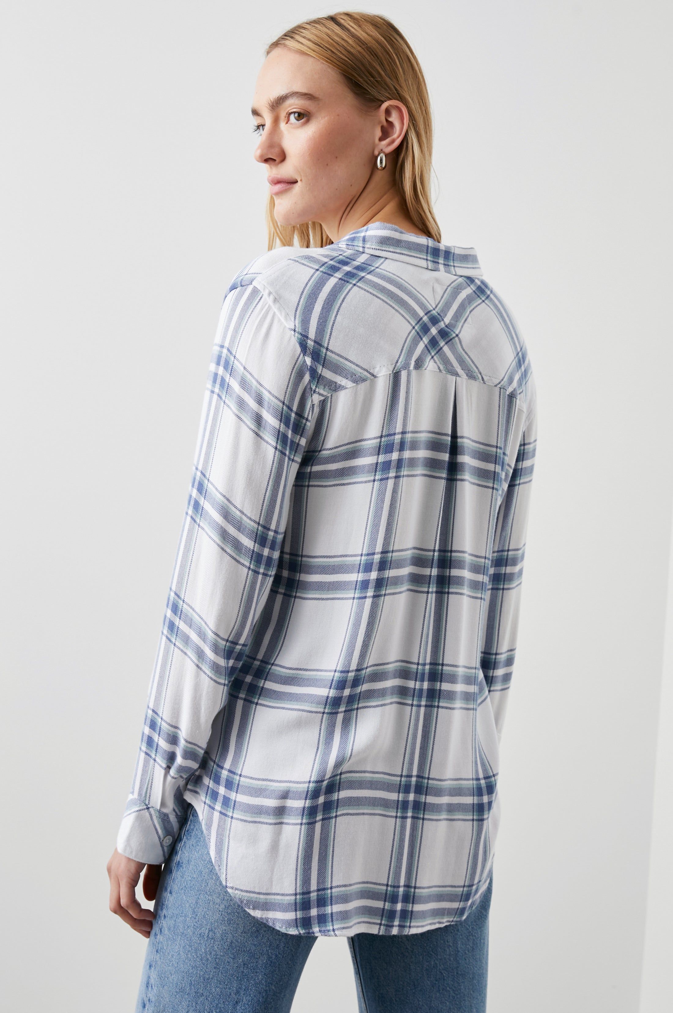 HUNTER SHIRT - WHITE PACIFIC TEAL sold by Rails product image thumbnail 5