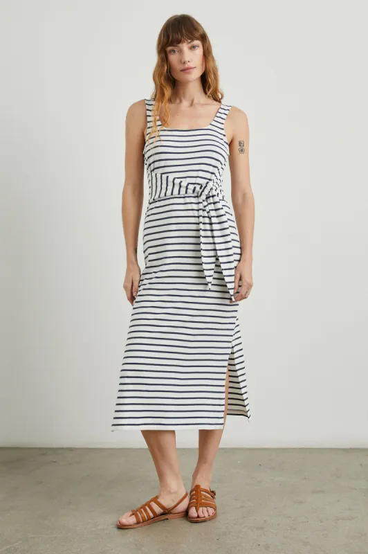 MEG DRESS - IVORY NAVY STRIPE made by Rails