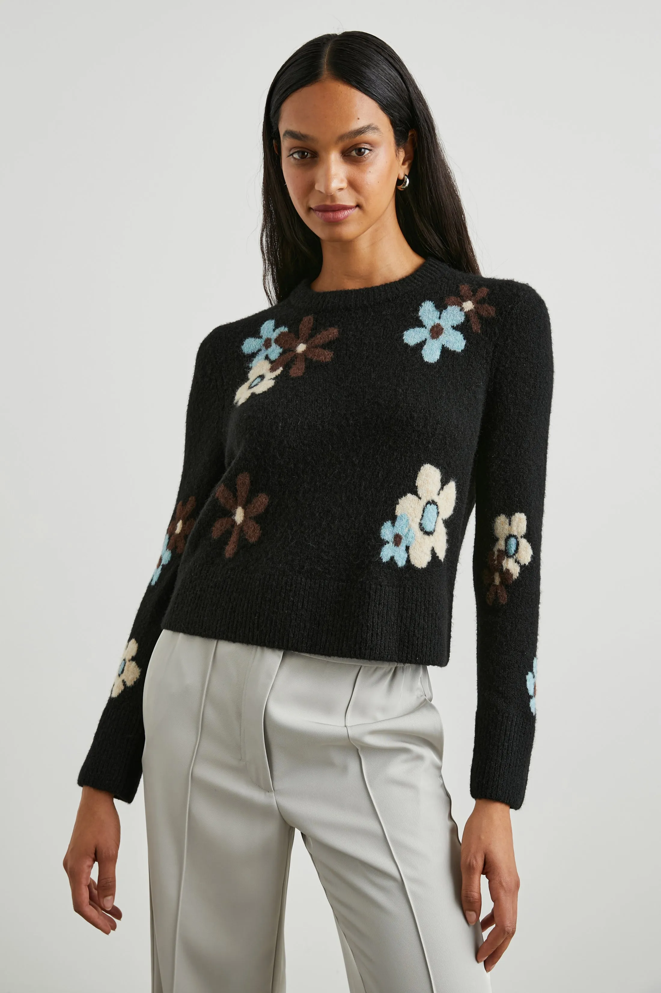 ANISE SWEATER - ONYX BLUE DAISIES sold by Rails