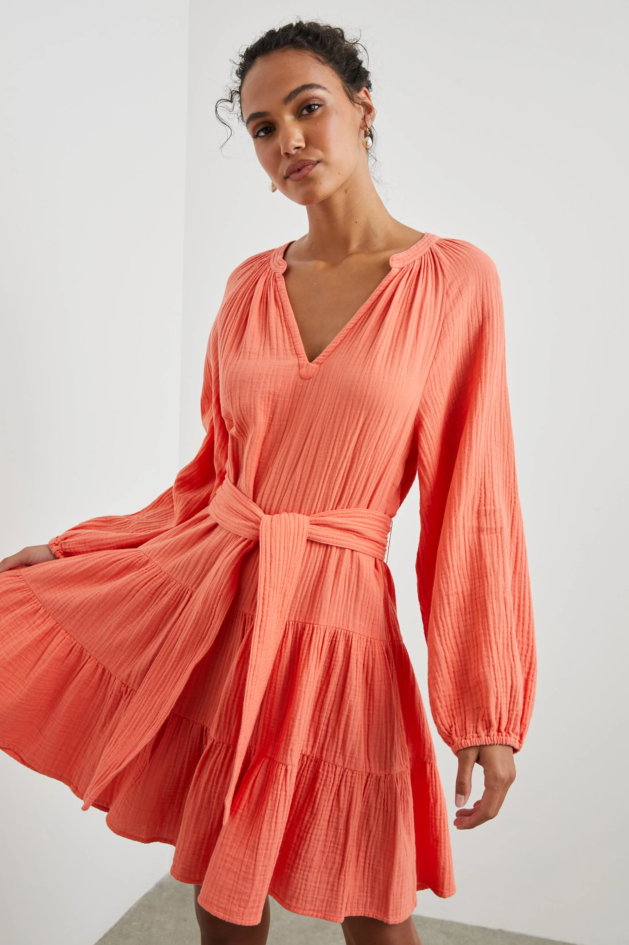 AURETA DRESS - PAPAYA sold by Rails product image thumbnail 4