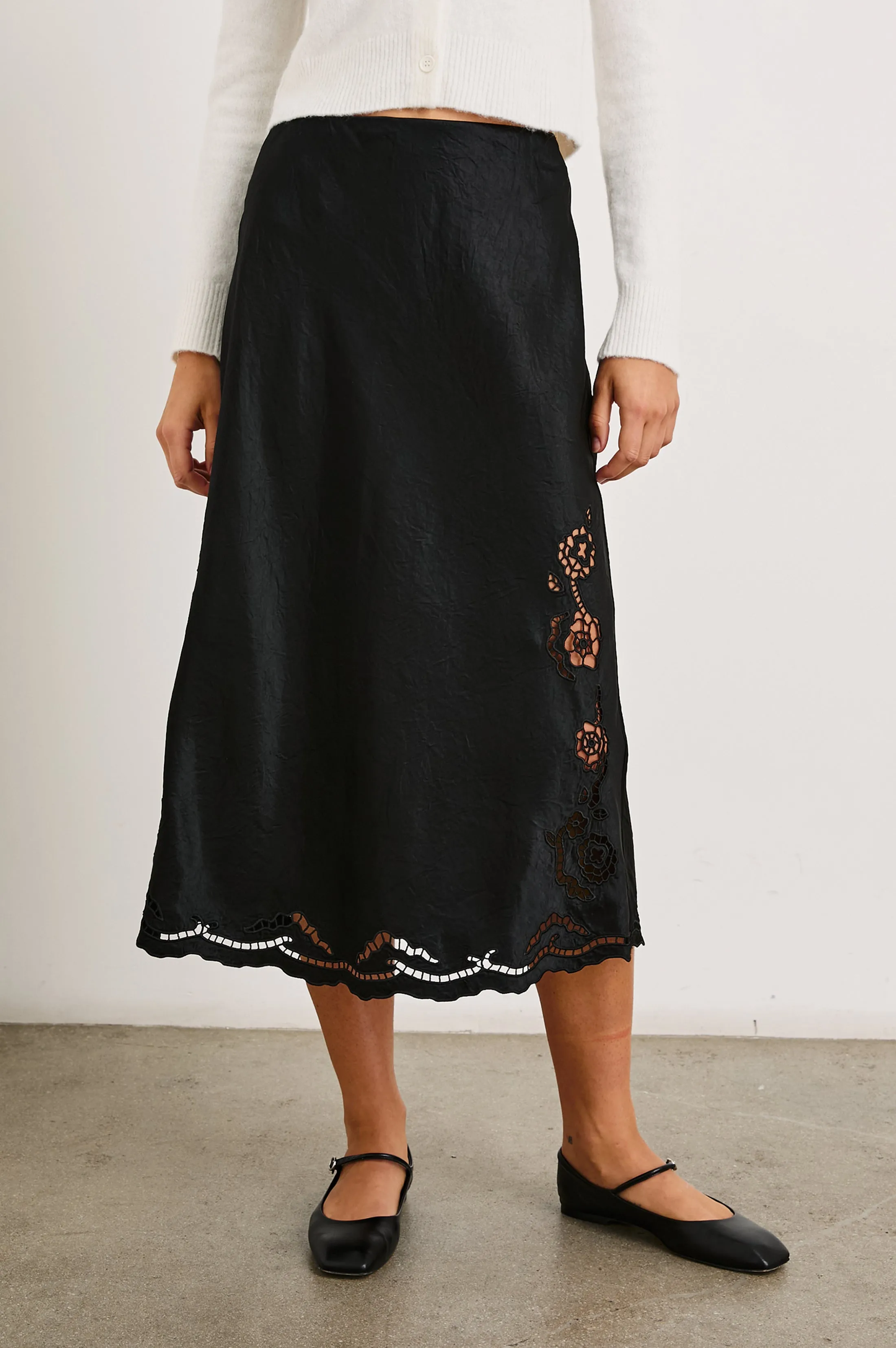 ANYA SKIRT - BLACK EYELET sold by Rails