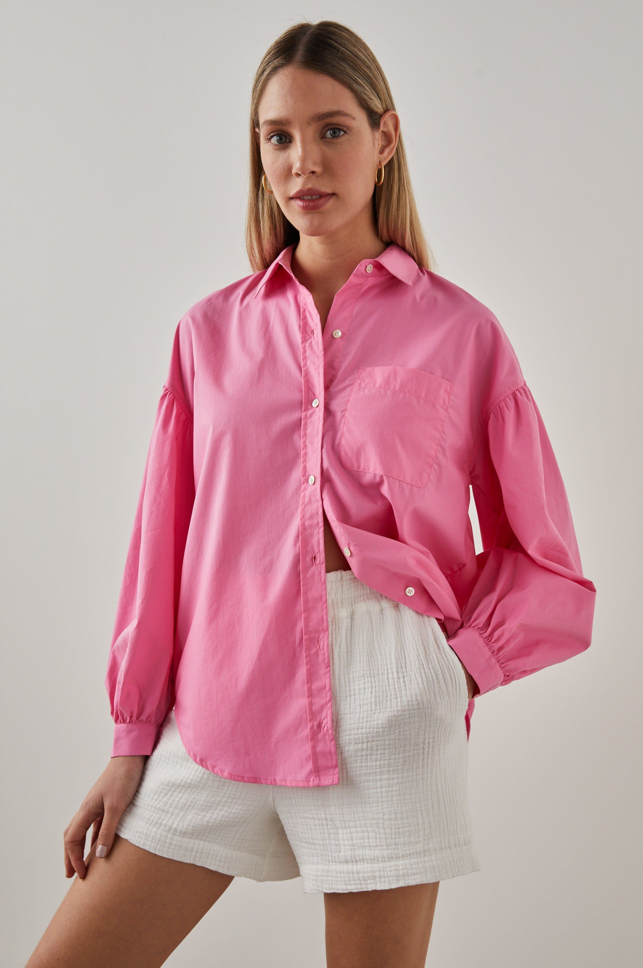 JANAE SHIRT - HOT PINK sold by Rails
