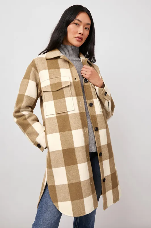 JARO COAT - IVORY CAMEL BUFFALO CHECK made by Rails