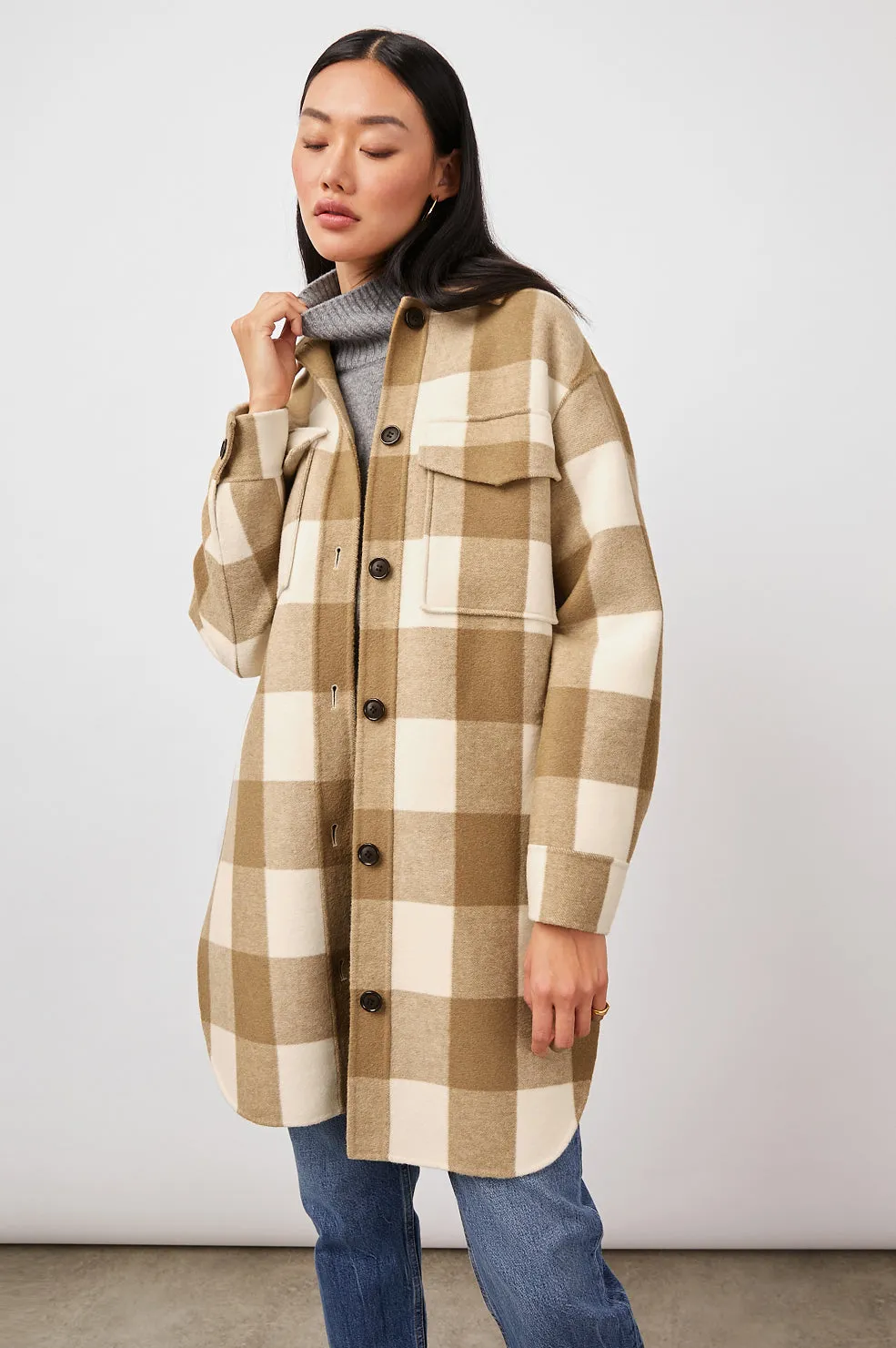 JARO COAT - IVORY CAMEL BUFFALO CHECK sold by Rails product image thumbnail 2