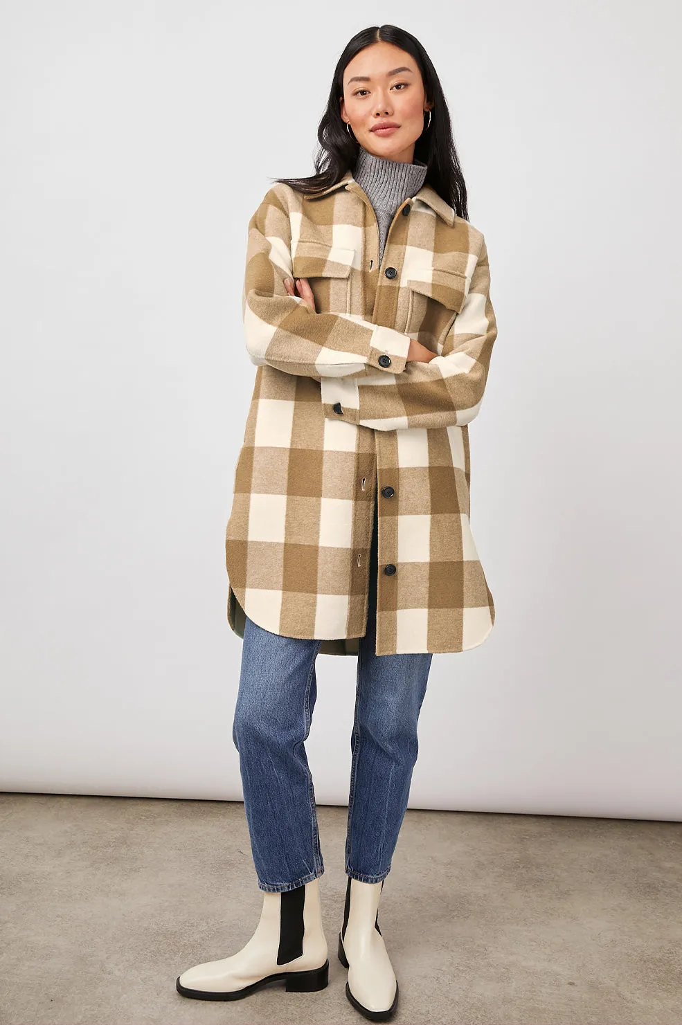 JARO COAT - IVORY CAMEL BUFFALO CHECK sold by Rails product image thumbnail 3