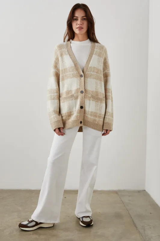 RUNI CARDIGAN - IVORY SAND PLAID sold by Rails