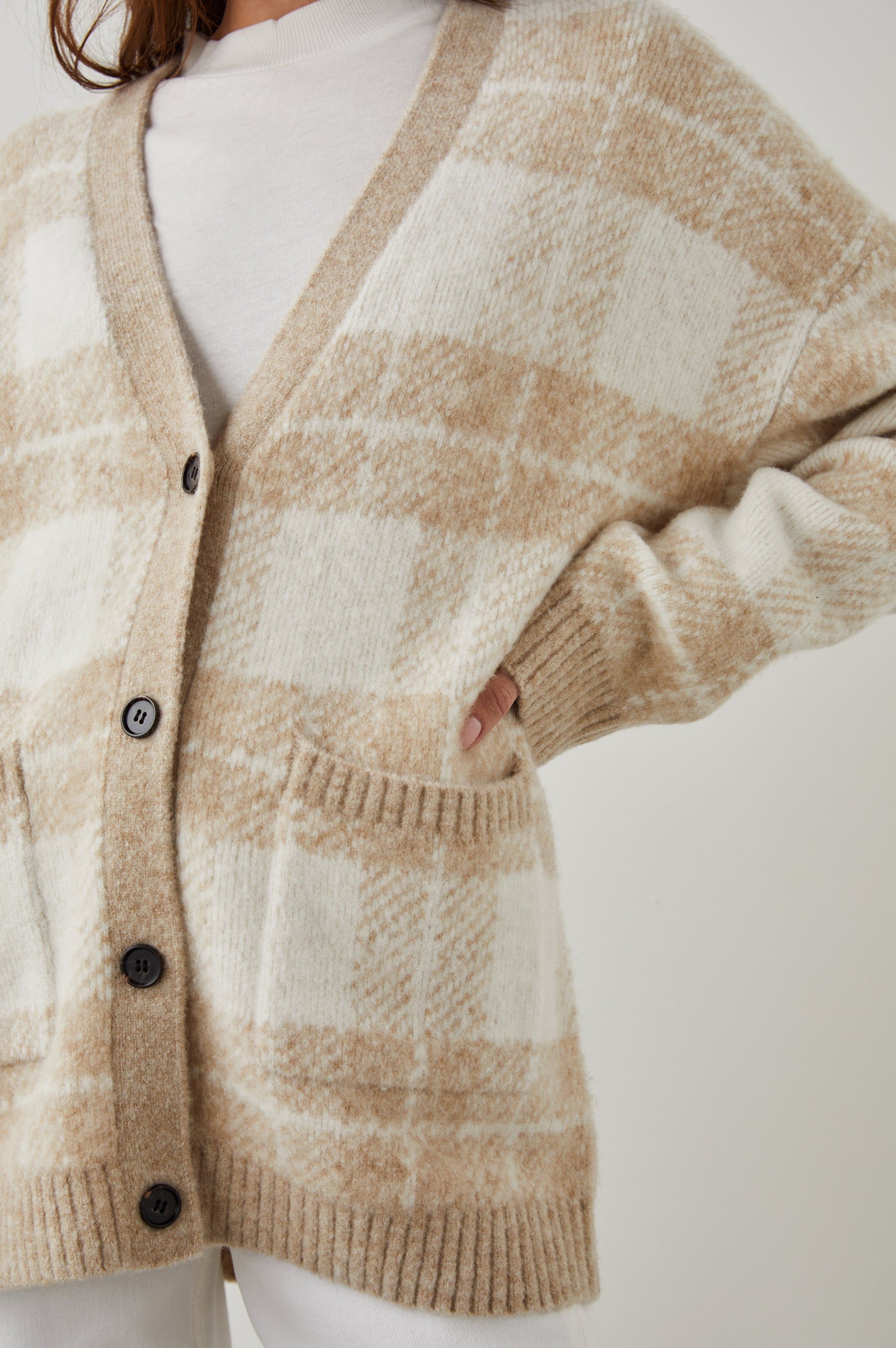RUNI CARDIGAN - IVORY SAND PLAID sold by Rails product image thumbnail 2