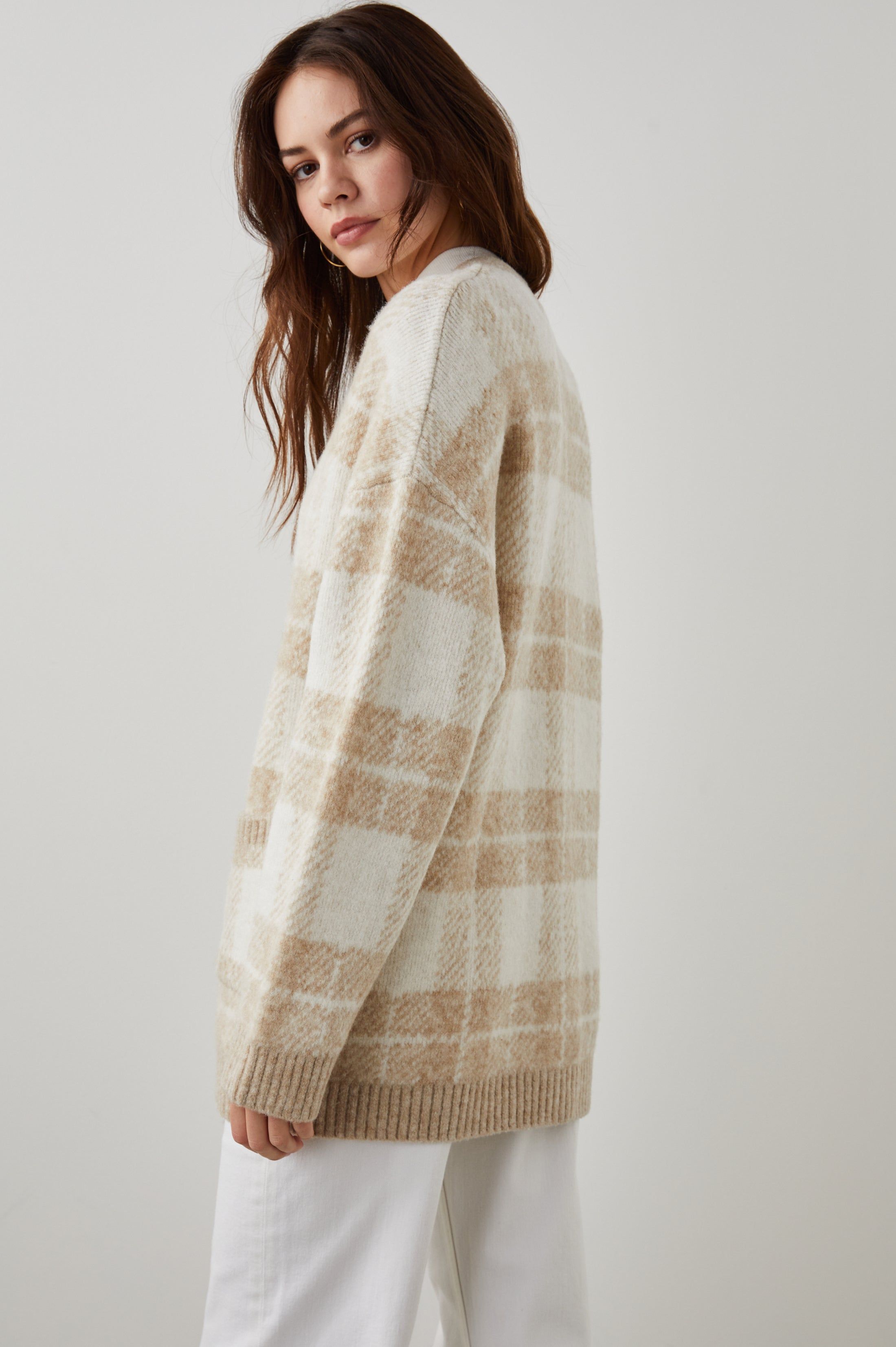 RUNI CARDIGAN - IVORY SAND PLAID sold by Rails product image thumbnail 4