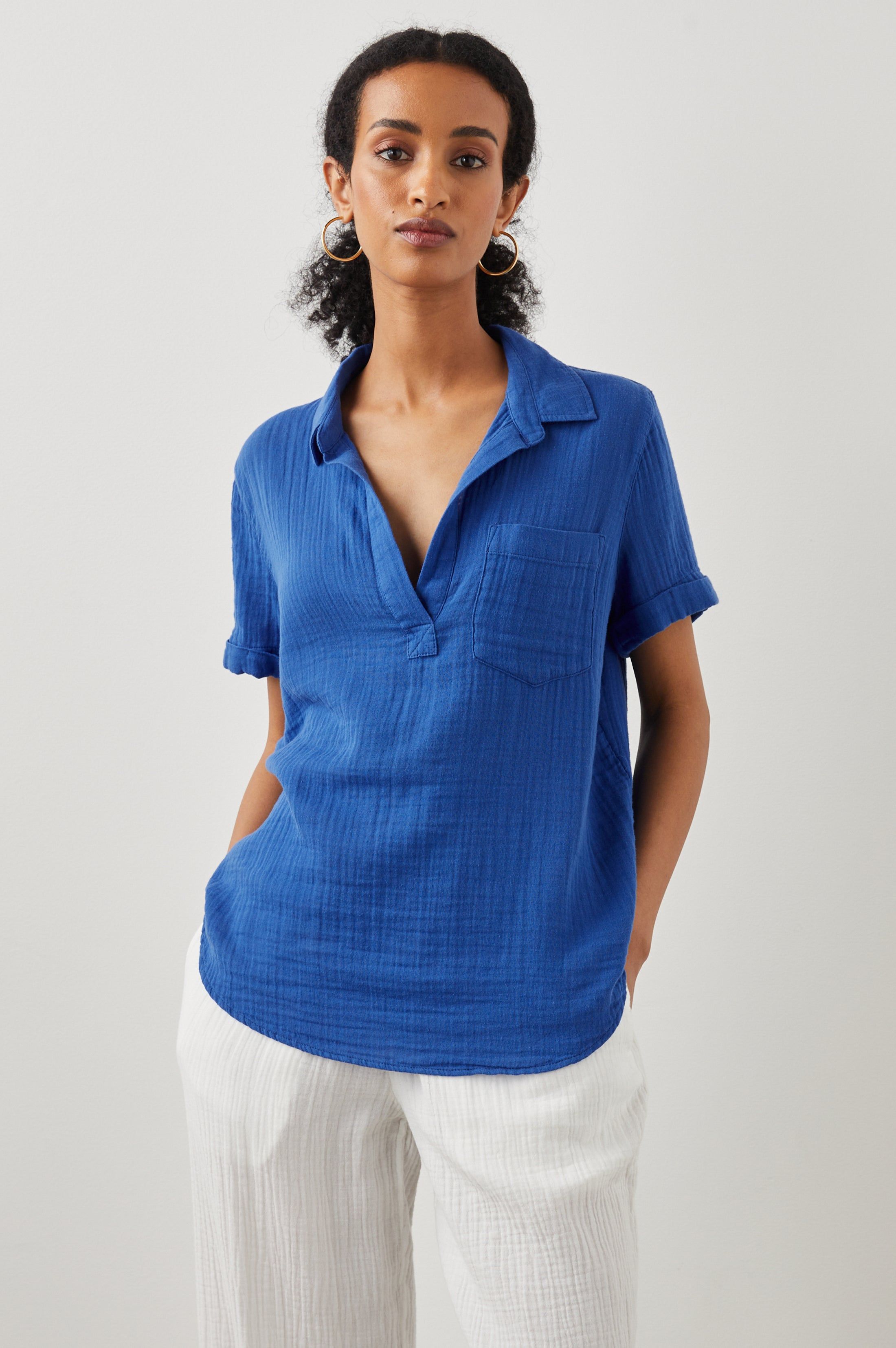 SAVANNAH SHIRT - COBALT sold by Rails