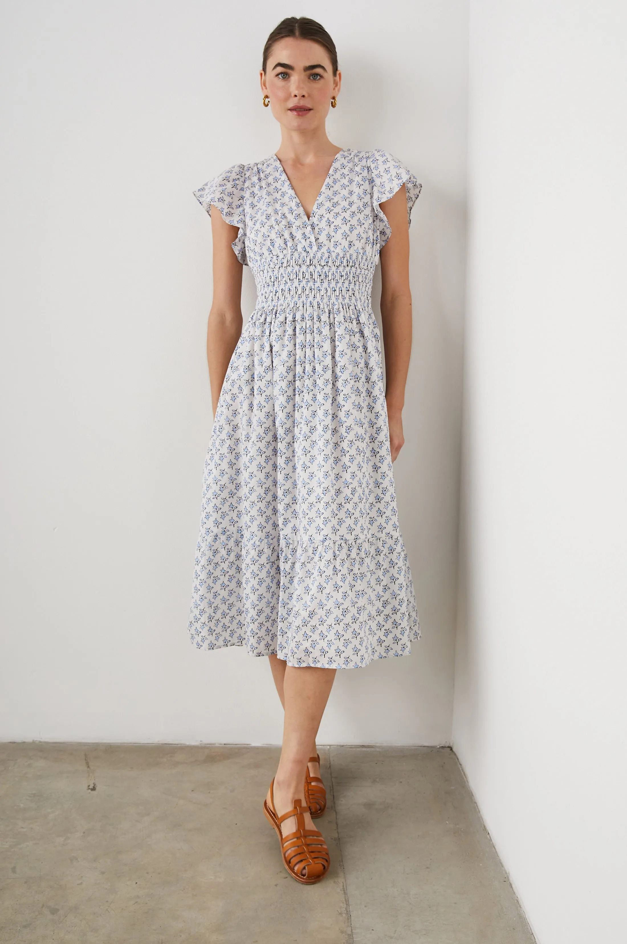 SEONA DRESS - WHITE BLUE IVY sold by Rails