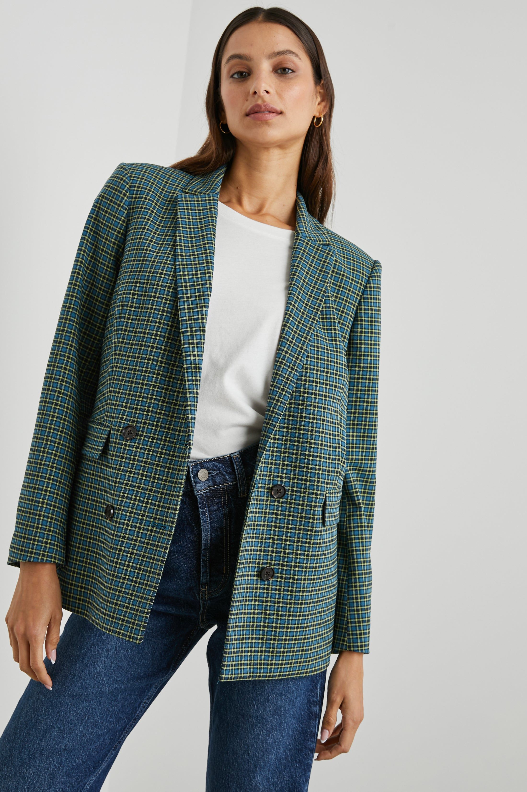 JAC BLAZER - NAVY LIME CHECK sold by Rails product image thumbnail 4