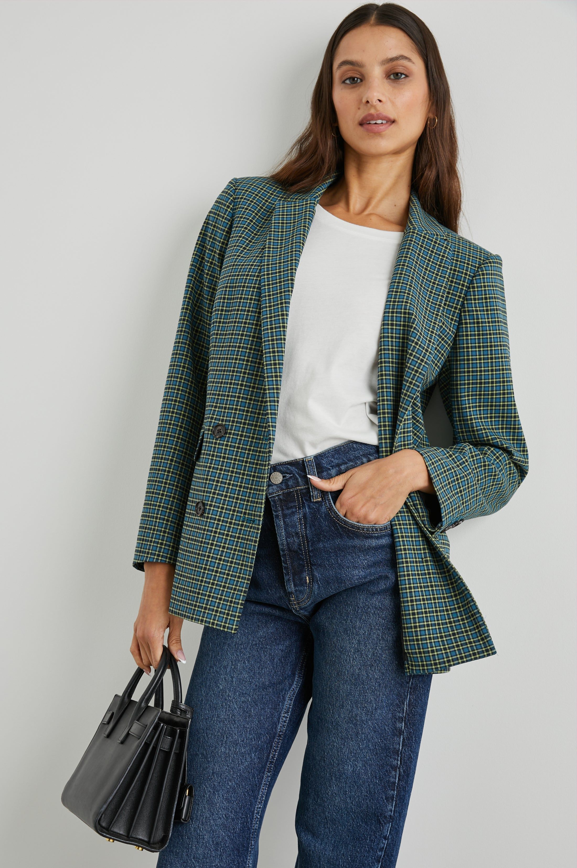 JAC BLAZER - NAVY LIME CHECK sold by Rails