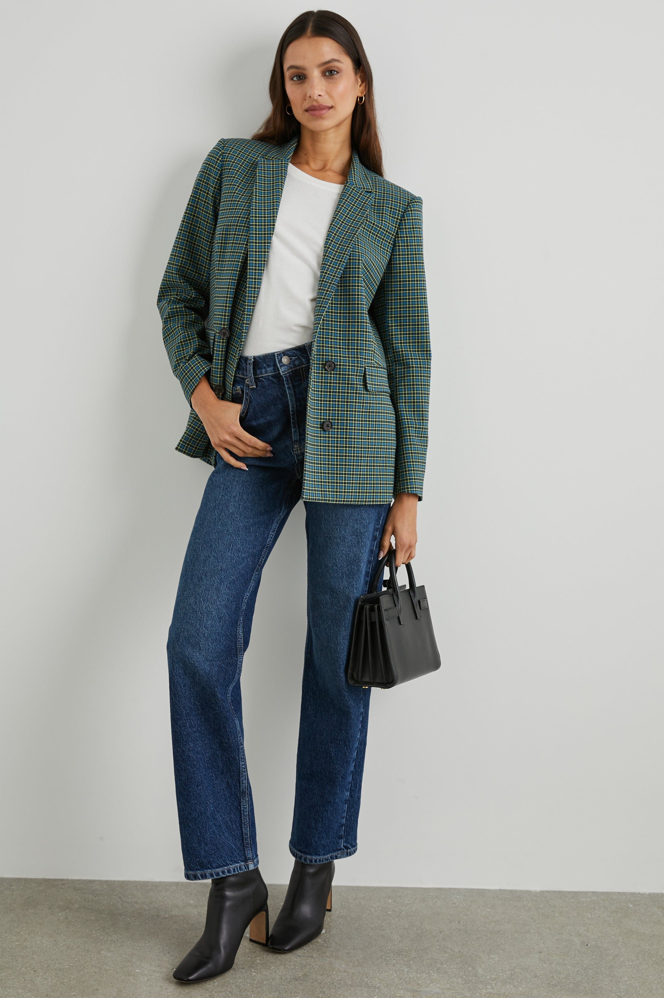JAC BLAZER - NAVY LIME CHECK sold by Rails product image thumbnail 3
