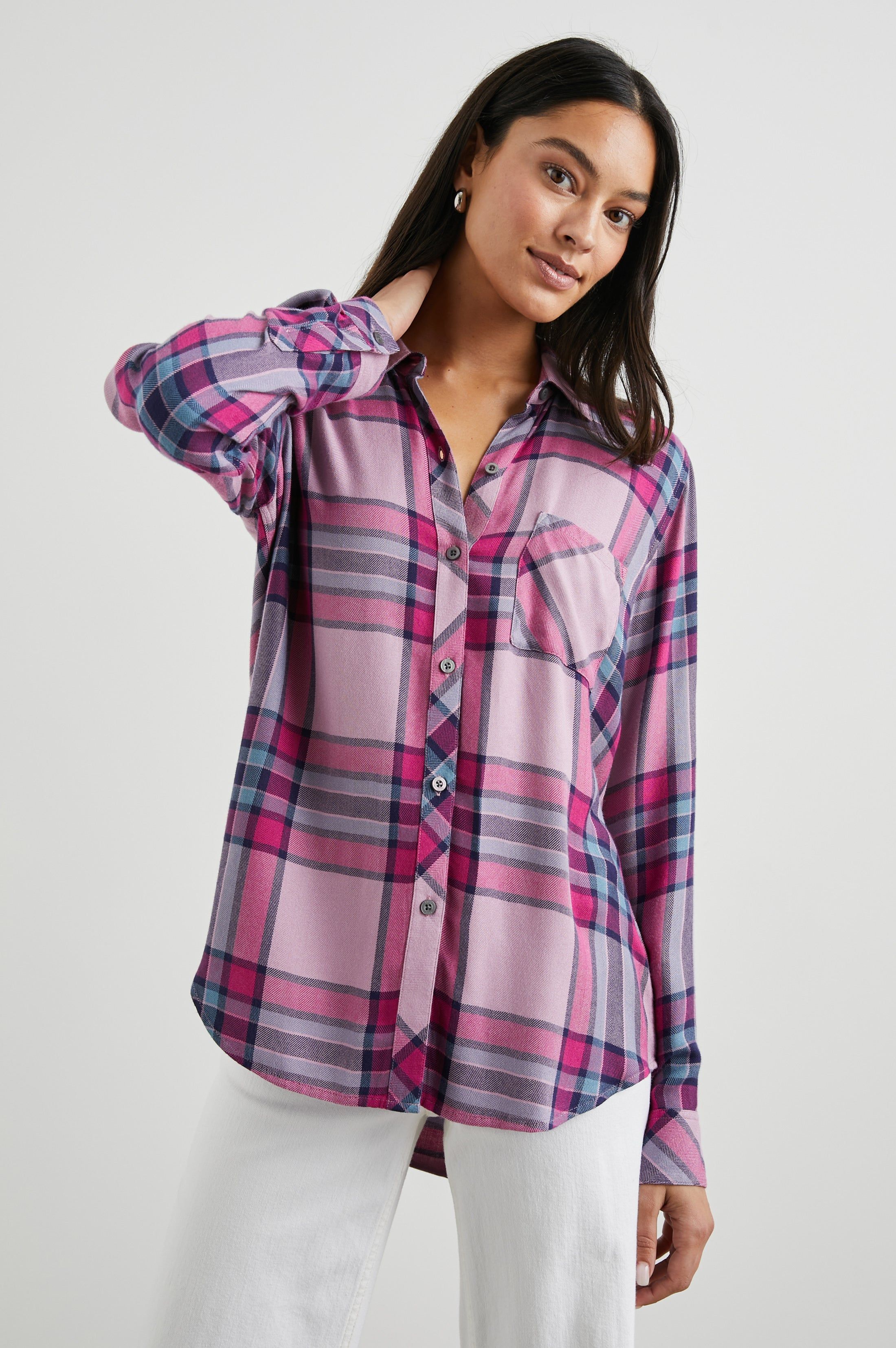 HUNTER SHIRT - NAVY SEA MAGENTA sold by Rails product image thumbnail 2