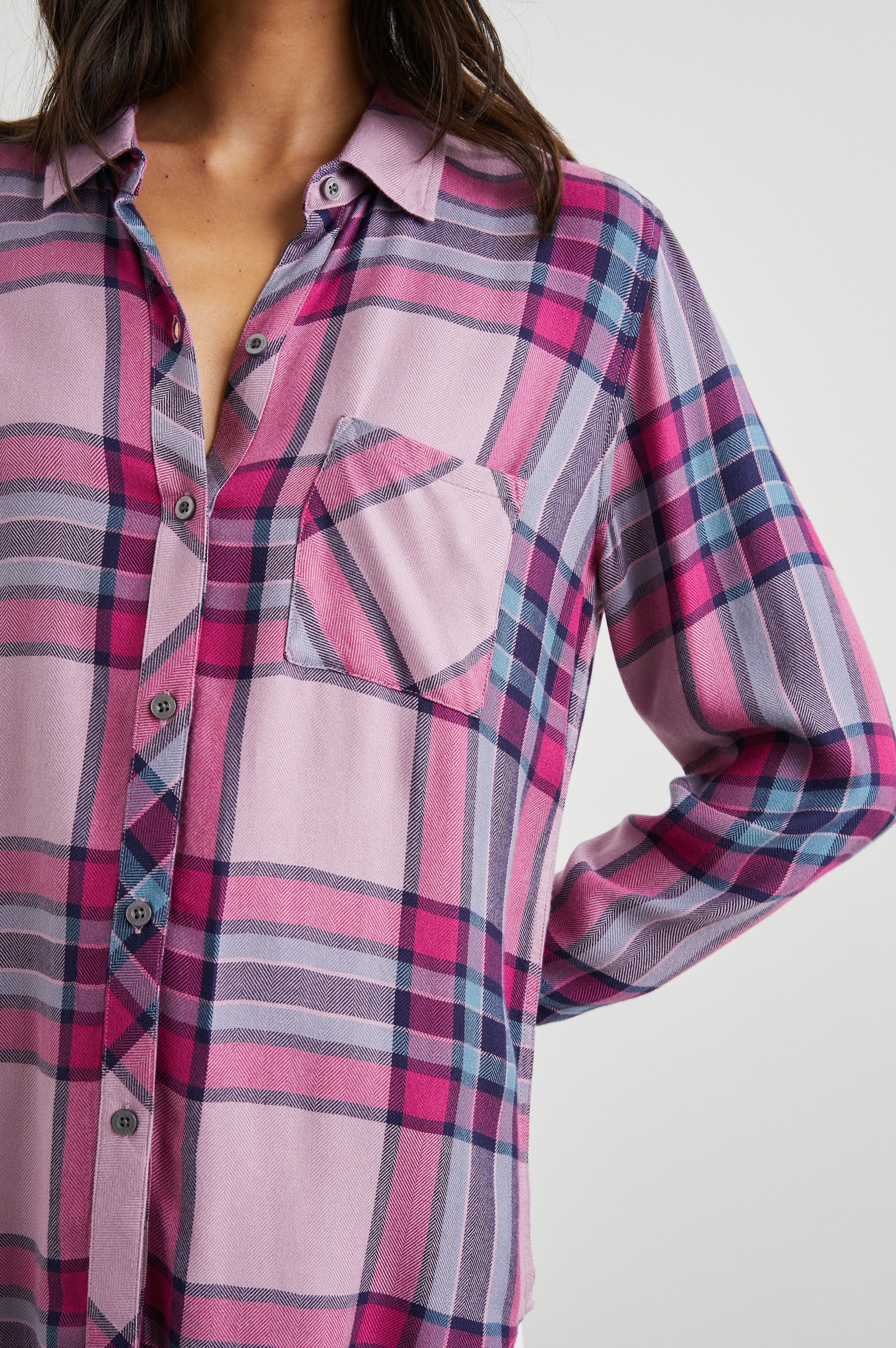 HUNTER SHIRT - NAVY SEA MAGENTA sold by Rails product image thumbnail 3