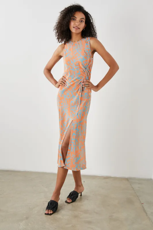 GABRIELLA DRESS - ORANGE DIFFUSED CHEETAH sold by Rails