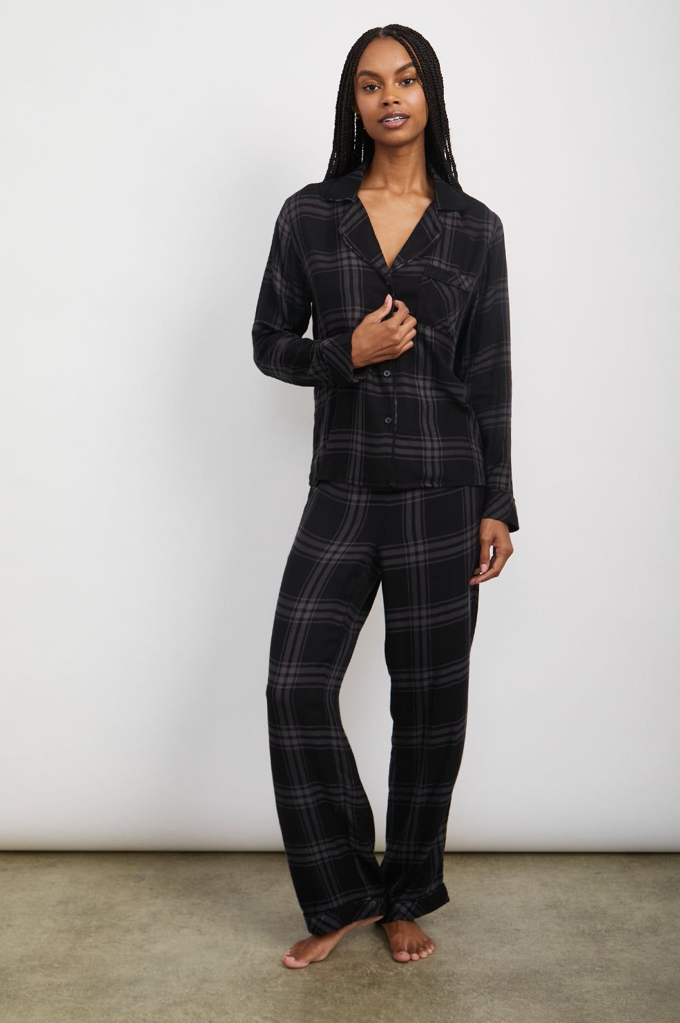 CLARA PAJAMA SET - NOIR CARBON sold by Rails