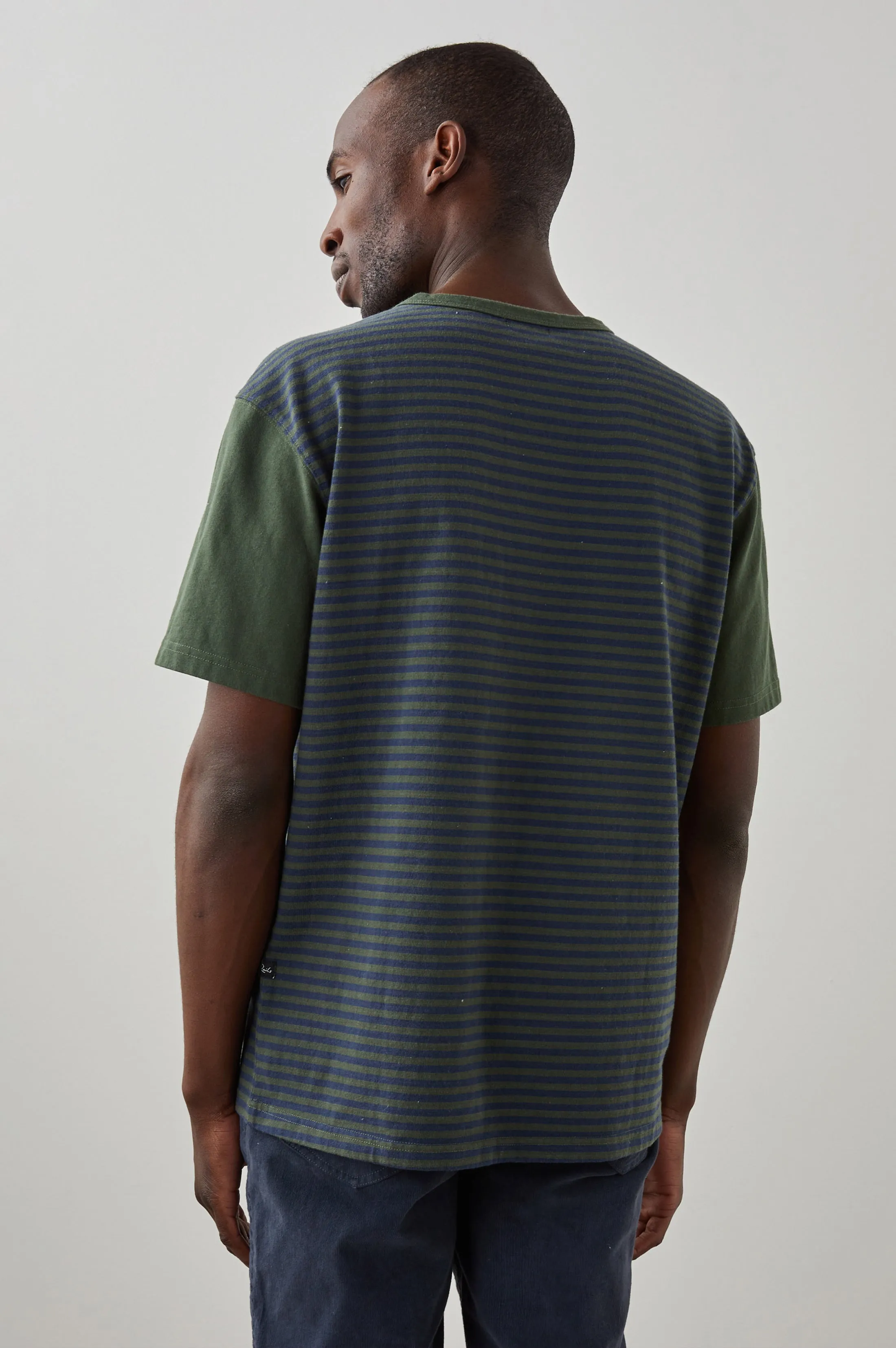 SATO T-SHIRT - EVERGREEN NAVY STRIPE sold by Rails product image thumbnail 4