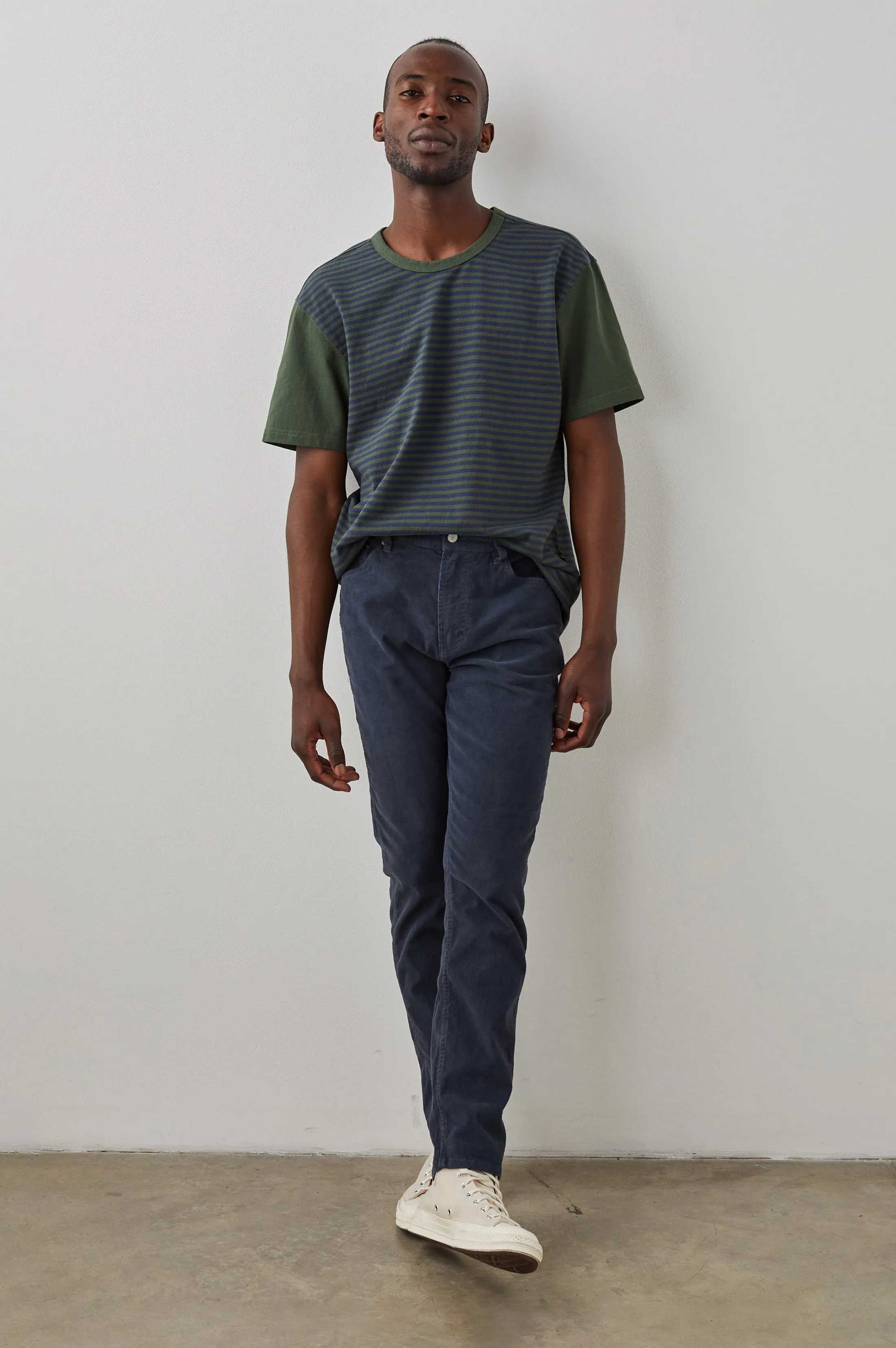 SATO T-SHIRT - EVERGREEN NAVY STRIPE sold by Rails product image thumbnail 2