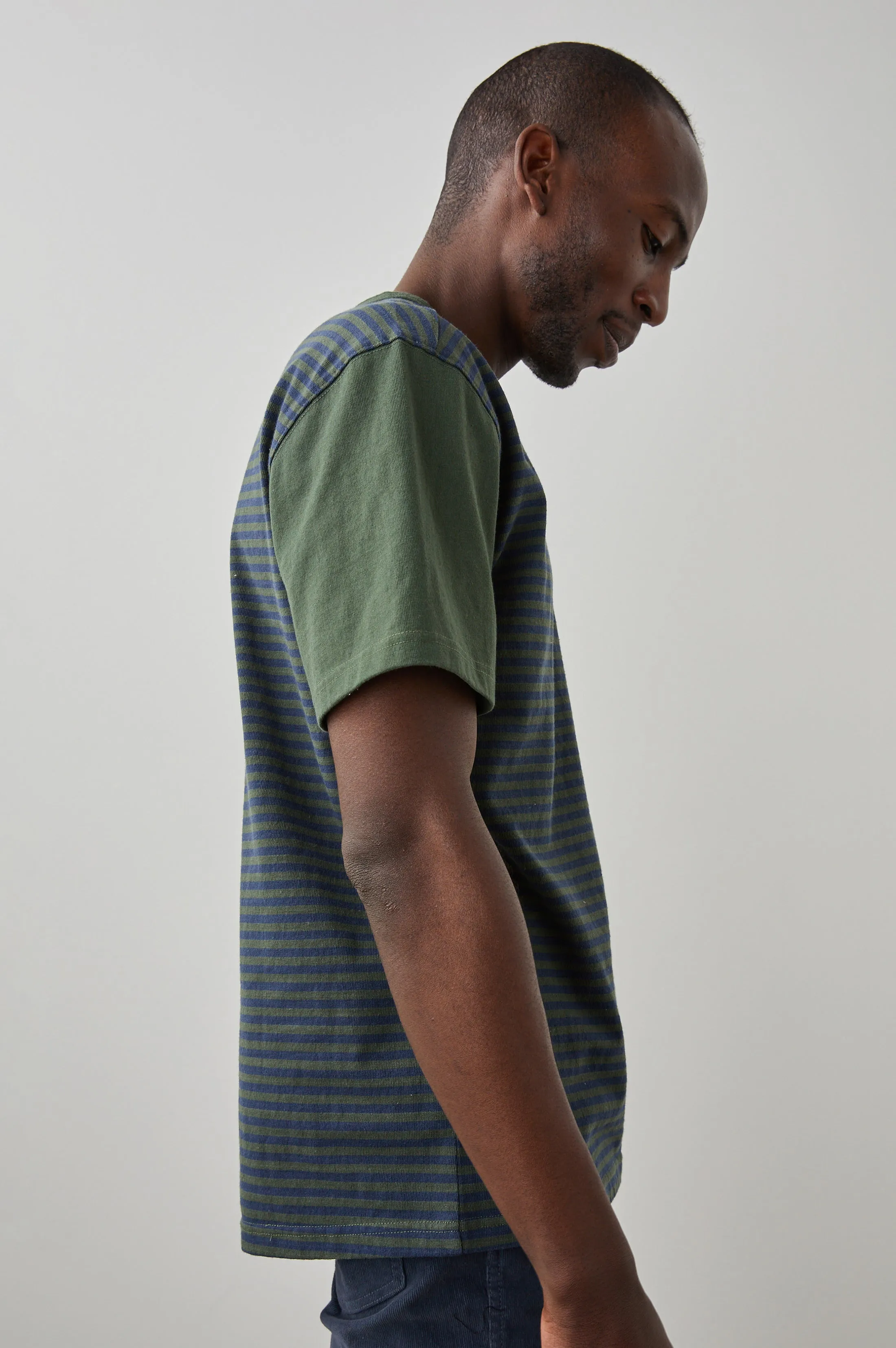 SATO T-SHIRT - EVERGREEN NAVY STRIPE sold by Rails product image thumbnail 3