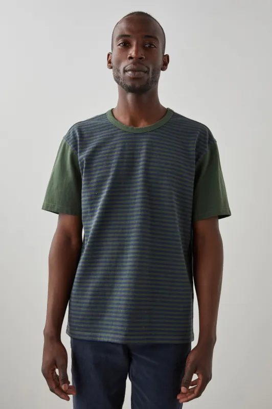 SATO T-SHIRT - EVERGREEN NAVY STRIPE sold by Rails