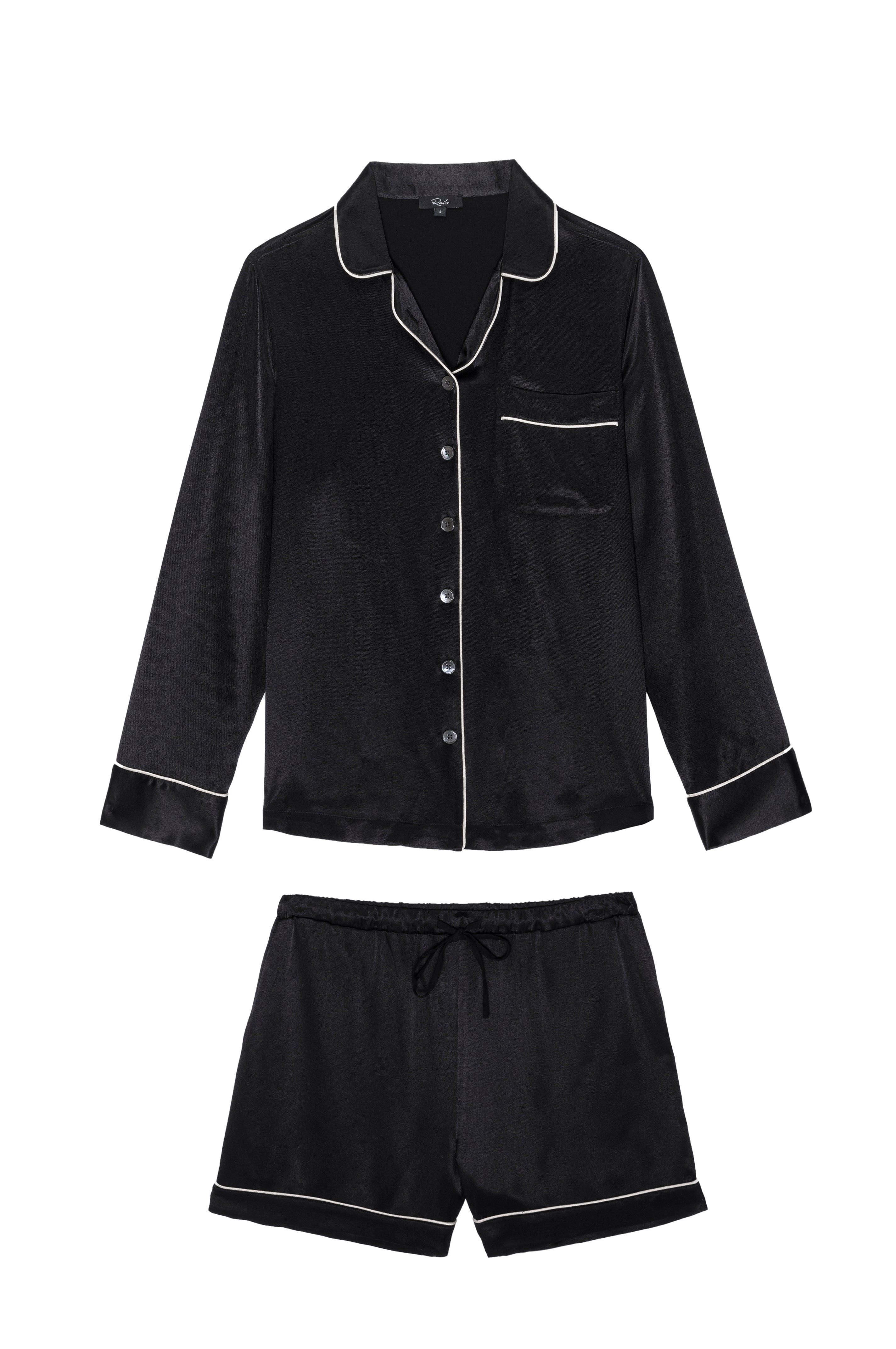 CLARISE PAJAMA SET - SATIN ONYX CHAMPAGNE sold by Rails product image thumbnail 5