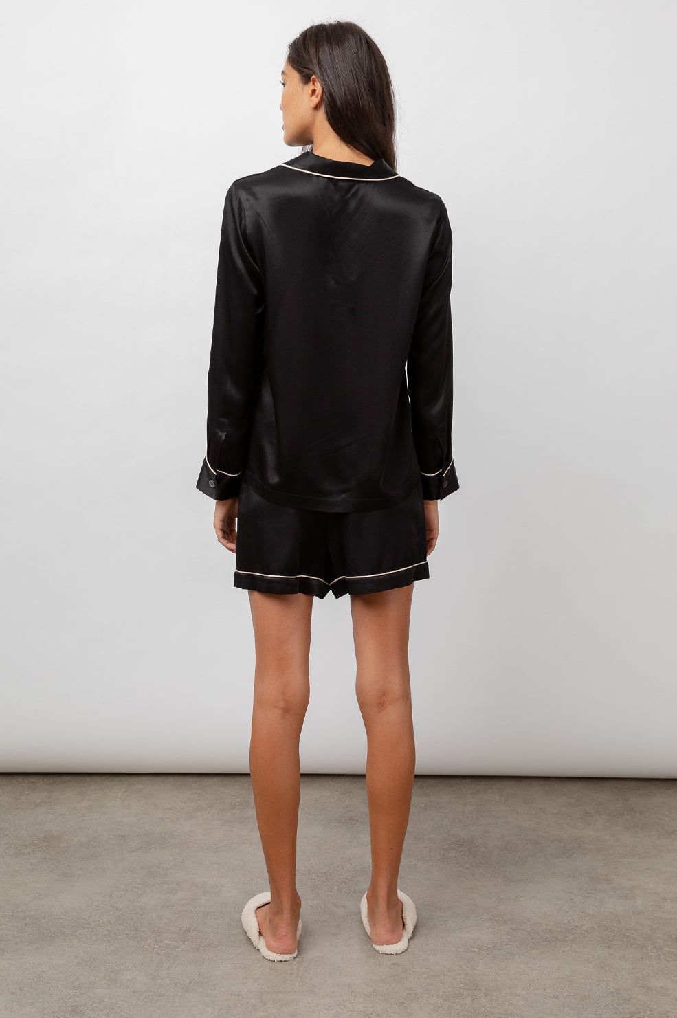 CLARISE PAJAMA SET - SATIN ONYX CHAMPAGNE sold by Rails product image thumbnail 4