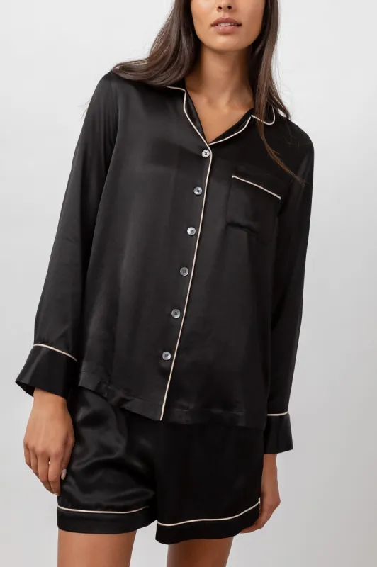 CLARISE PAJAMA SET - SATIN ONYX CHAMPAGNE sold by Rails