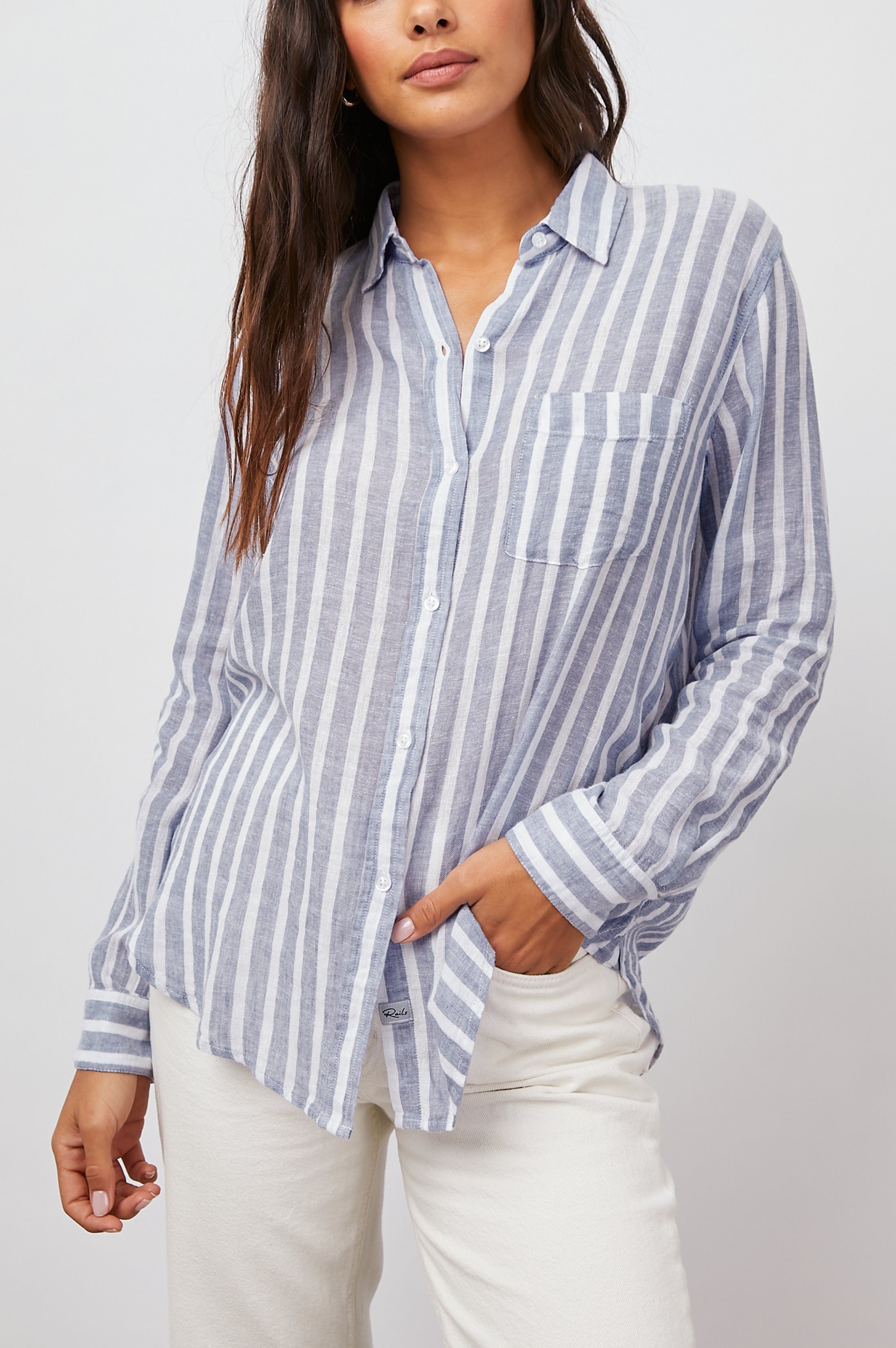 CHARLI SHIRT - RHONE STRIPE sold by Rails product image thumbnail 4