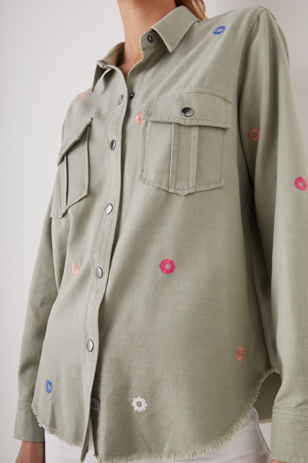 LOREN SHIRT JACKET - OLIVE EMBROIDERED DAISIES sold by Rails product image thumbnail 2